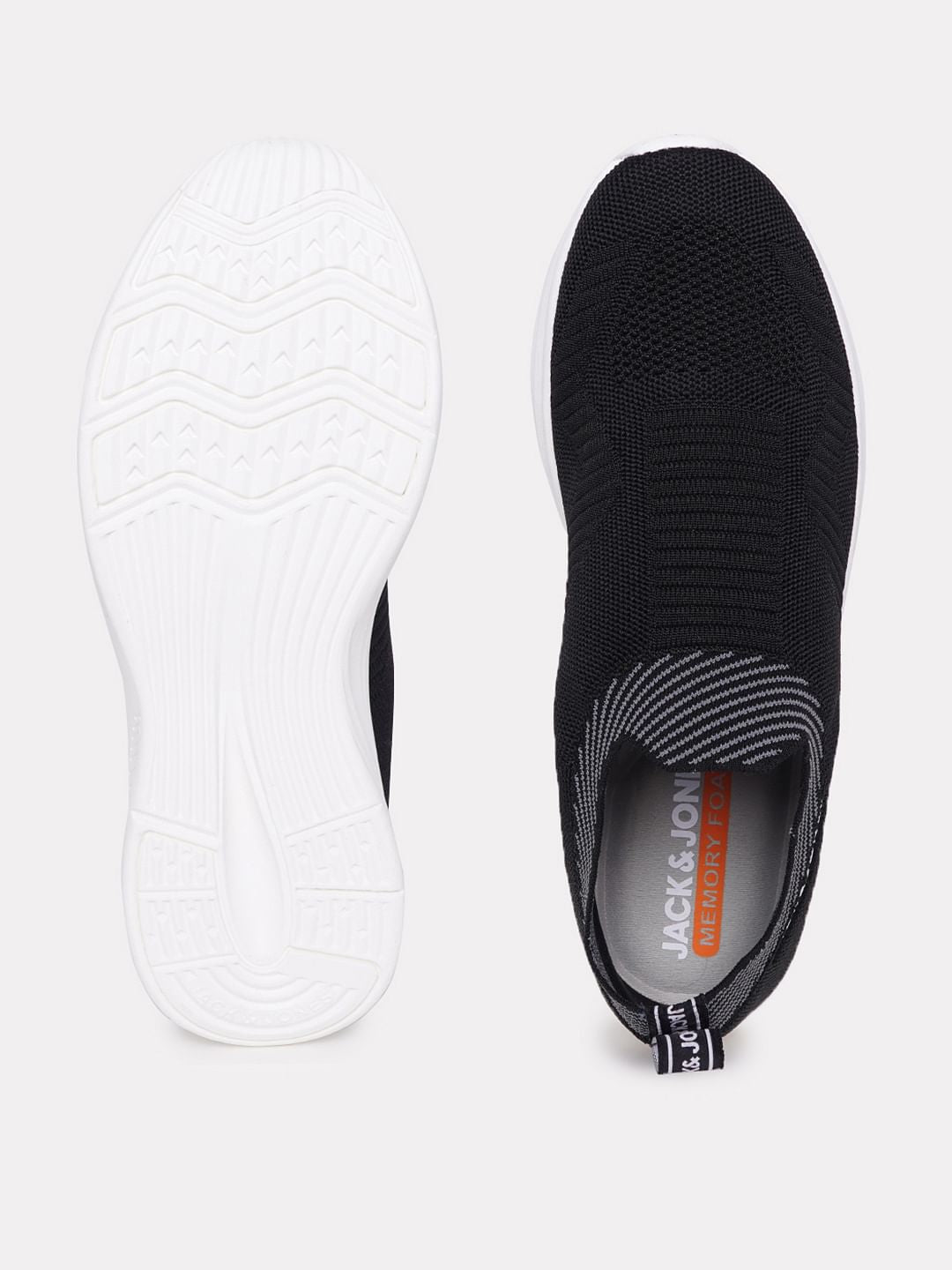 Black Logo Print Slip On Sneakers