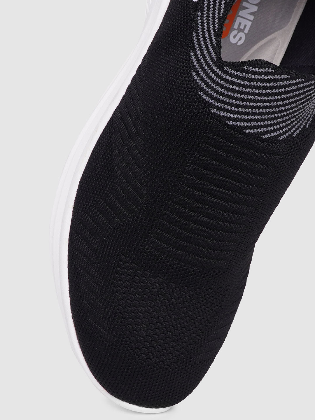 Black Logo Print Slip On Sneakers