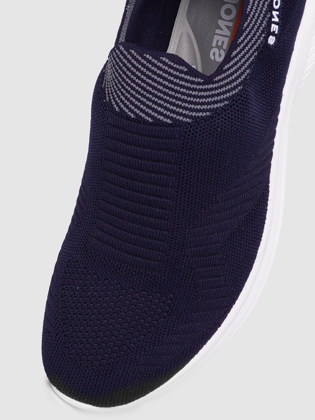 Blue Logo Print Slip On Sneakers