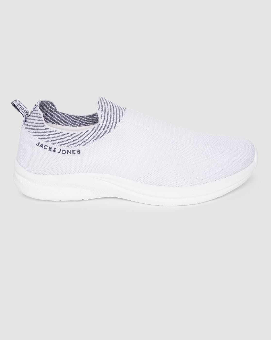 White Logo Print Slip On Sneakers
