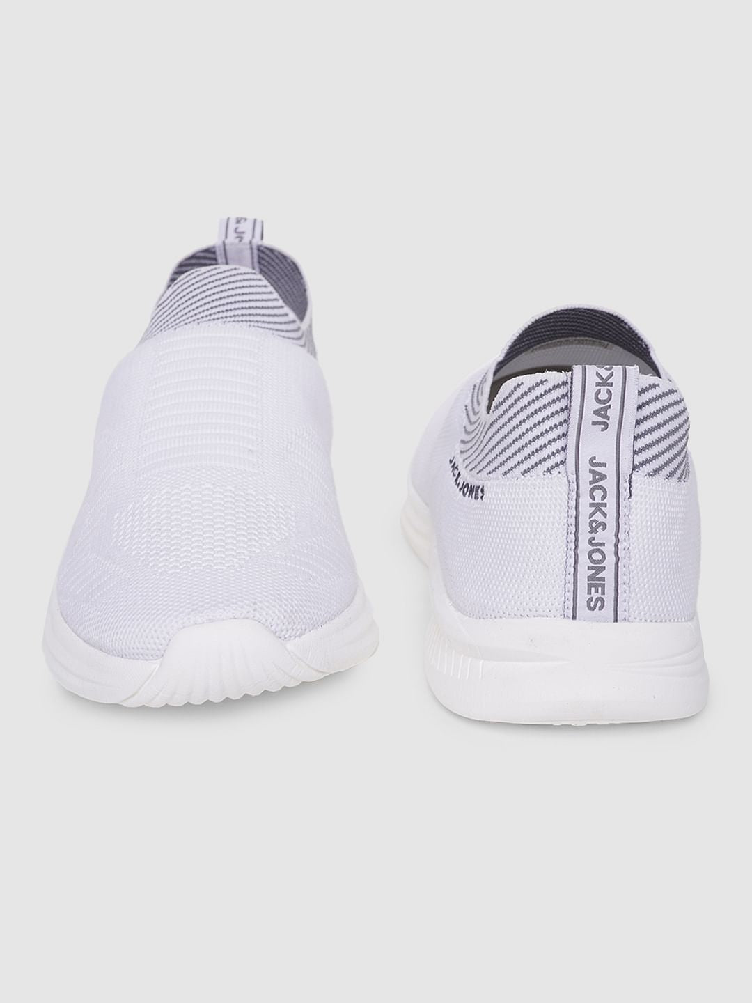 White Logo Print Slip On Sneakers