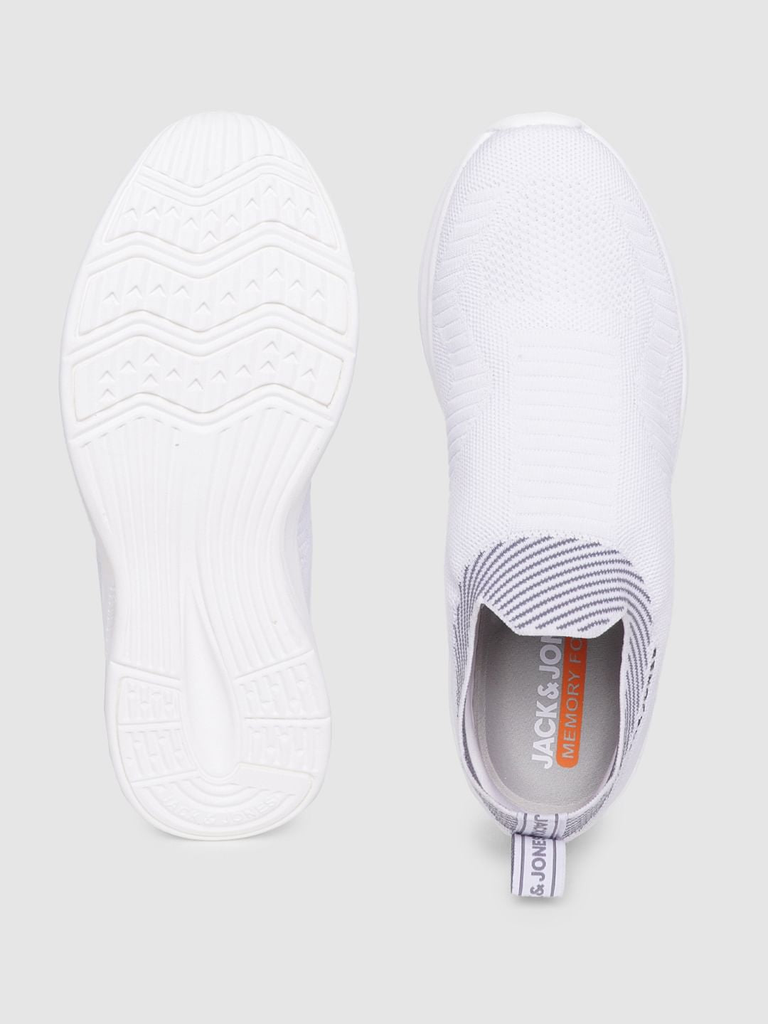 White Logo Print Slip On Sneakers
