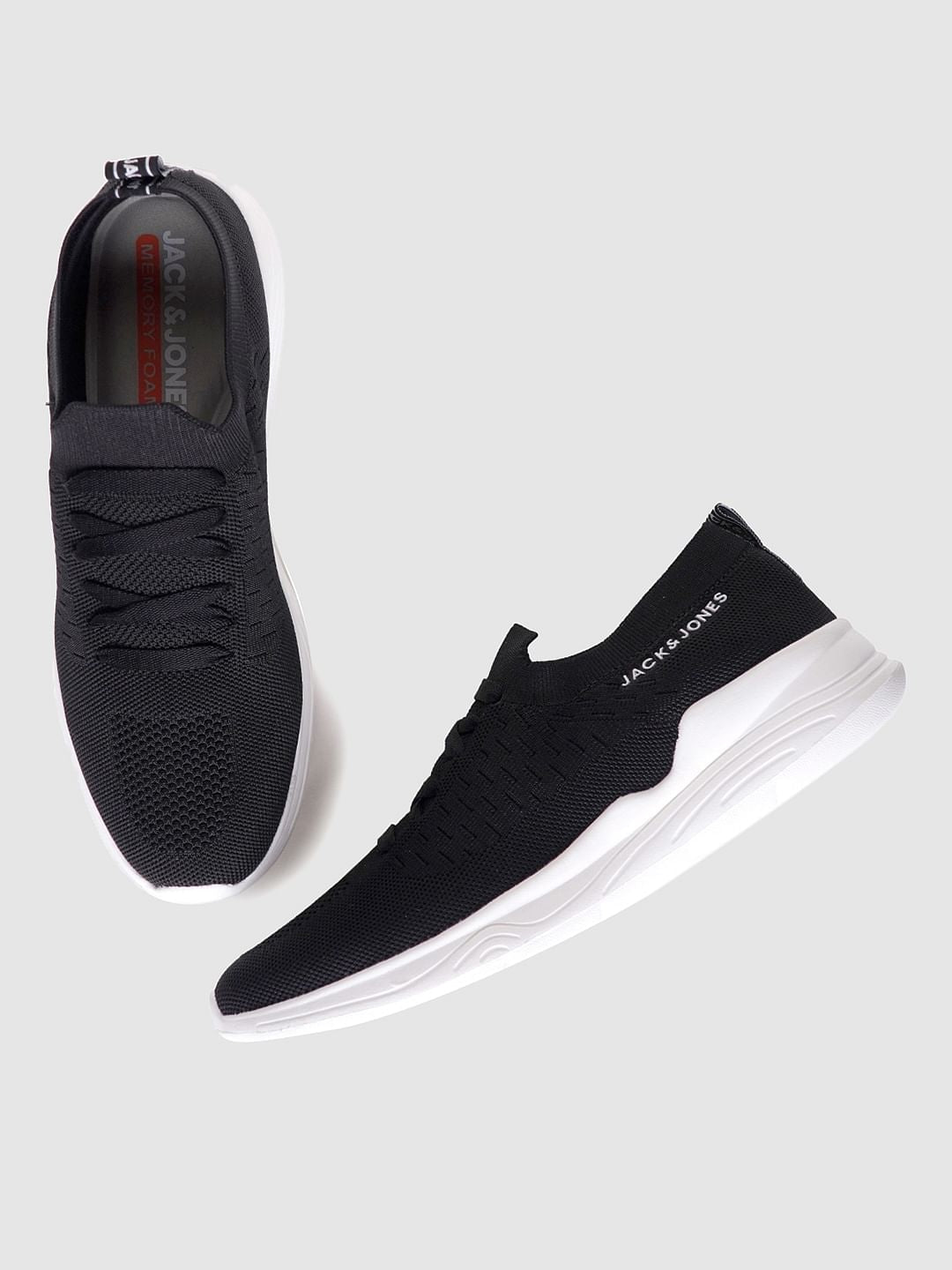 Black Logo Print Lace Up Sneakers