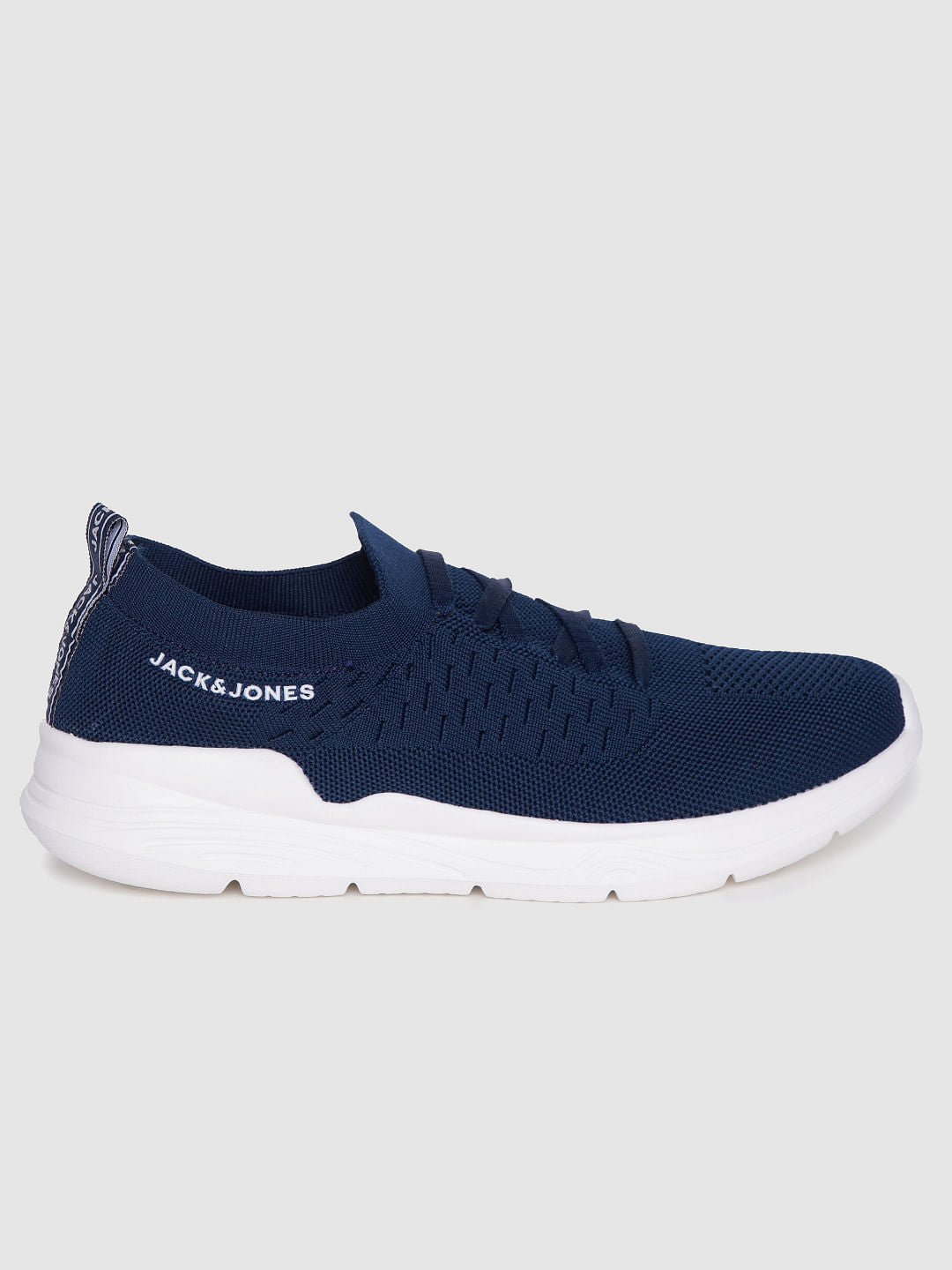Blue Logo Print Lace Up Sneakers