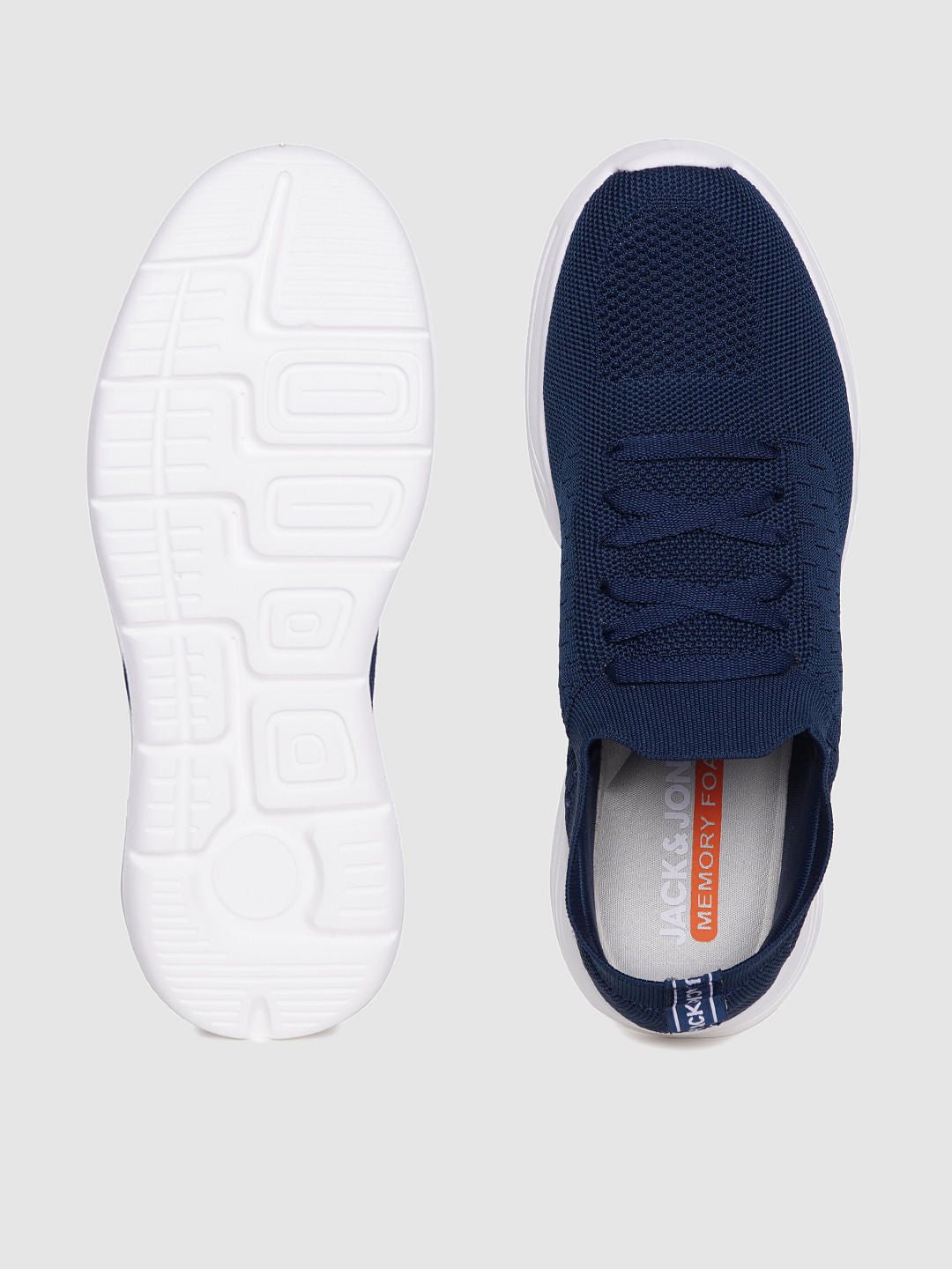 Blue Logo Print Lace Up Sneakers