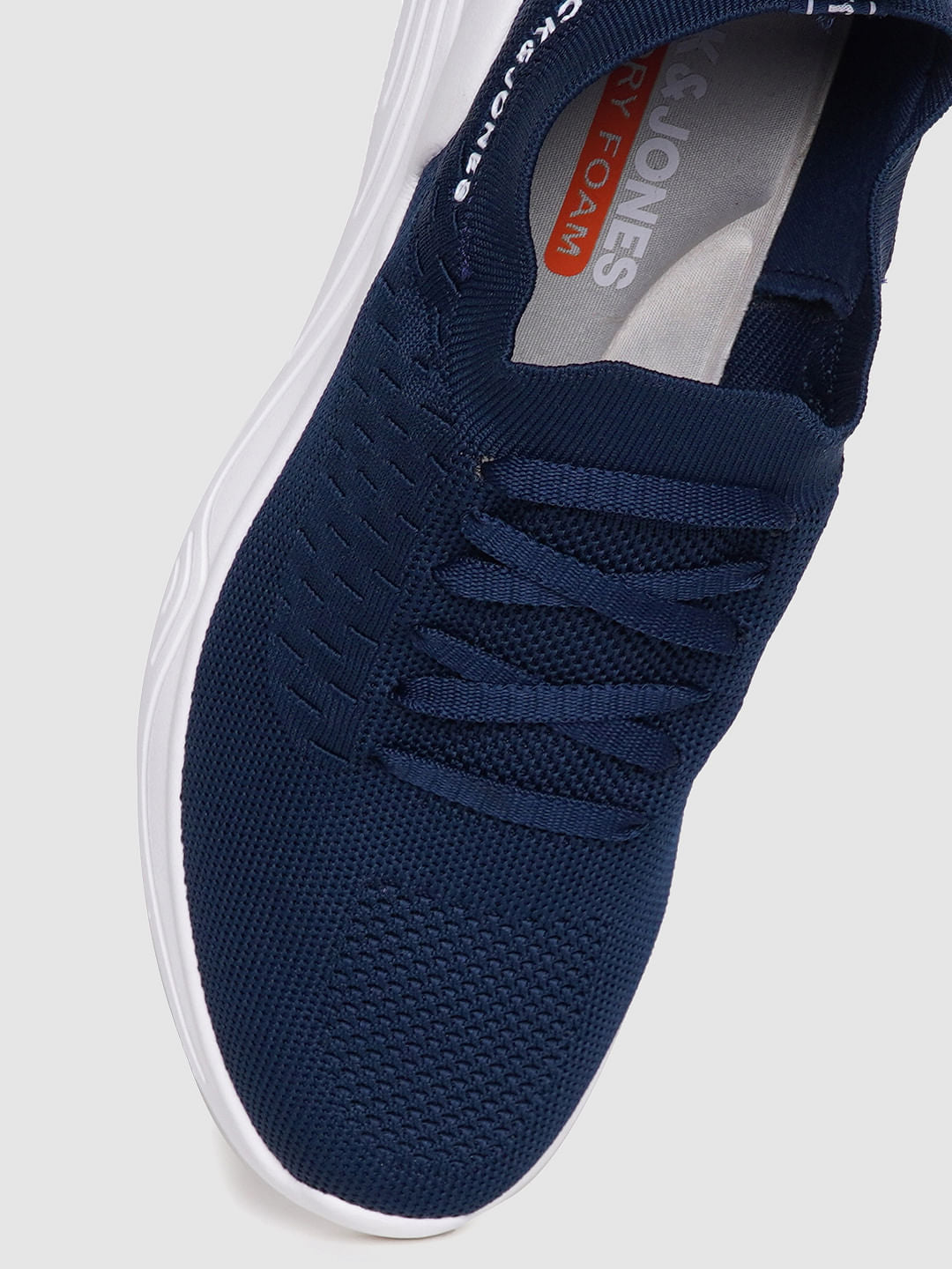 Blue Logo Print Lace Up Sneakers