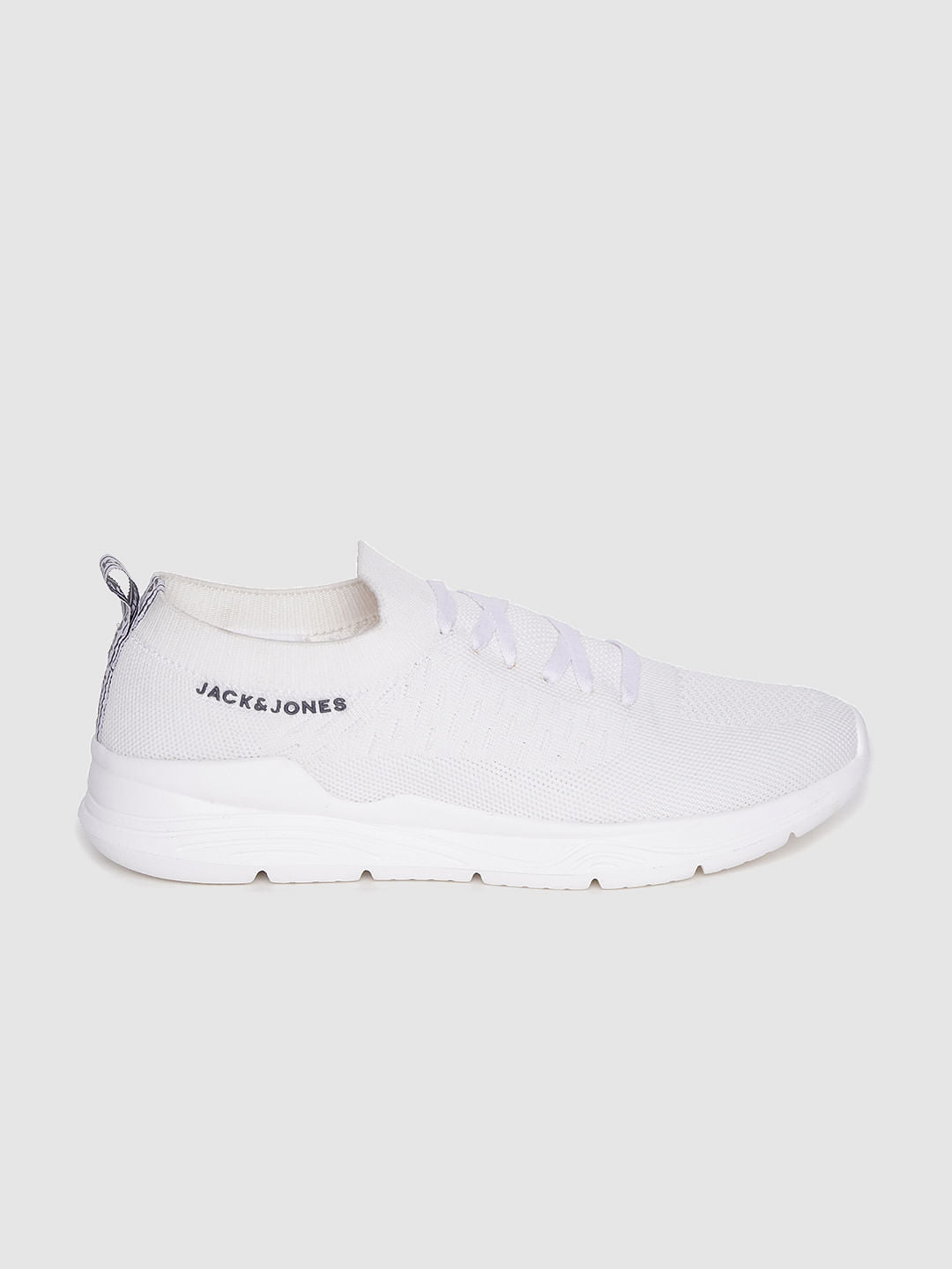 White Logo Print Lace Up Sneakers - 6