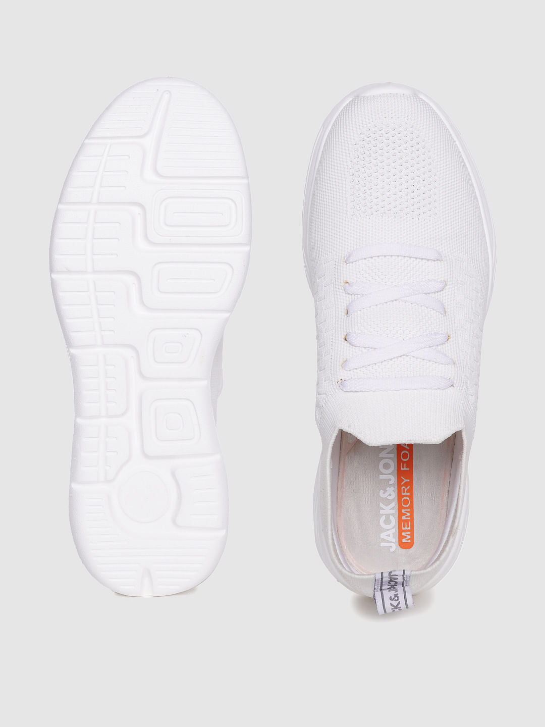 White Logo Print Lace Up Sneakers