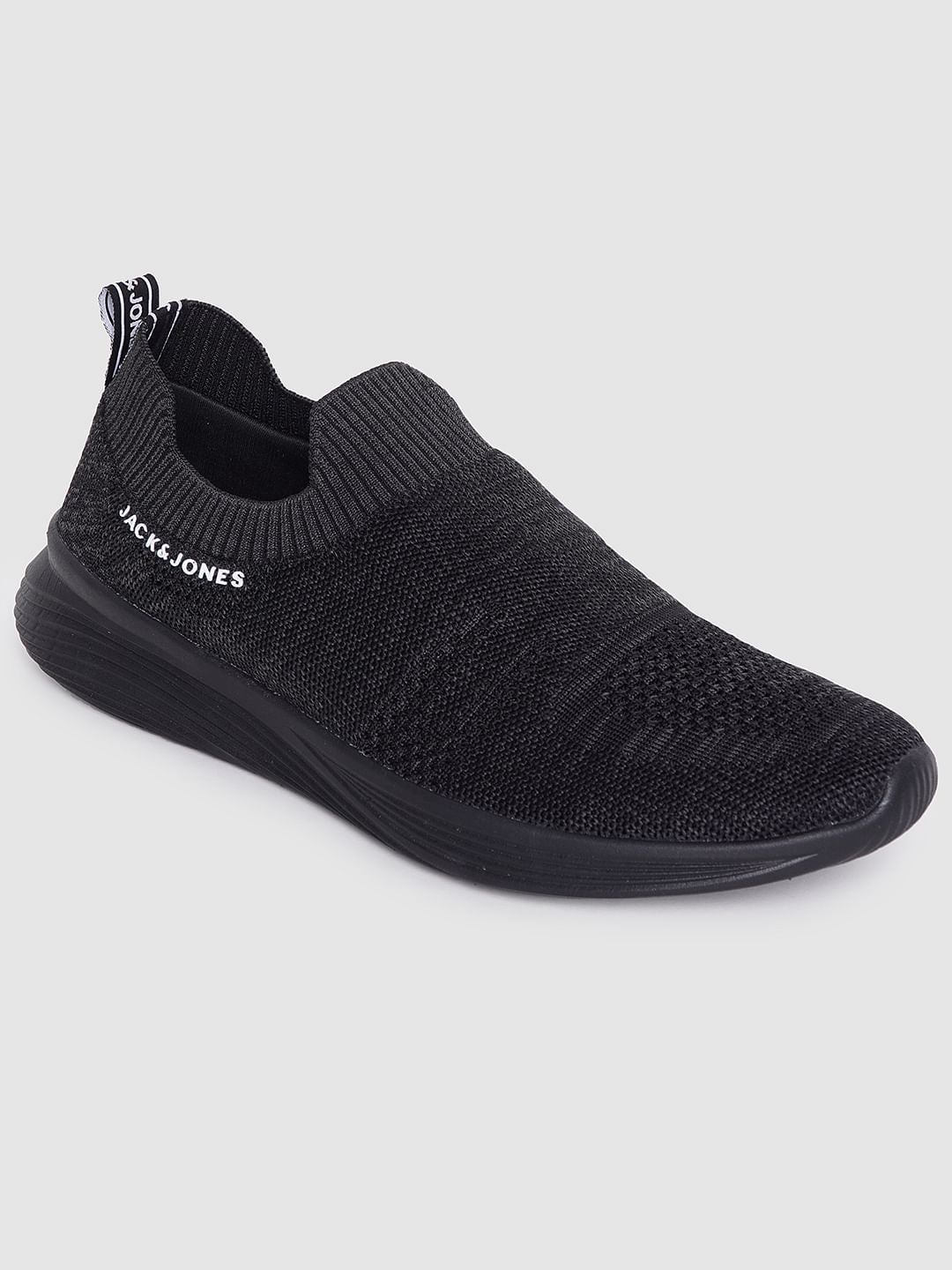 Black Self-Design Slip On Sneakers