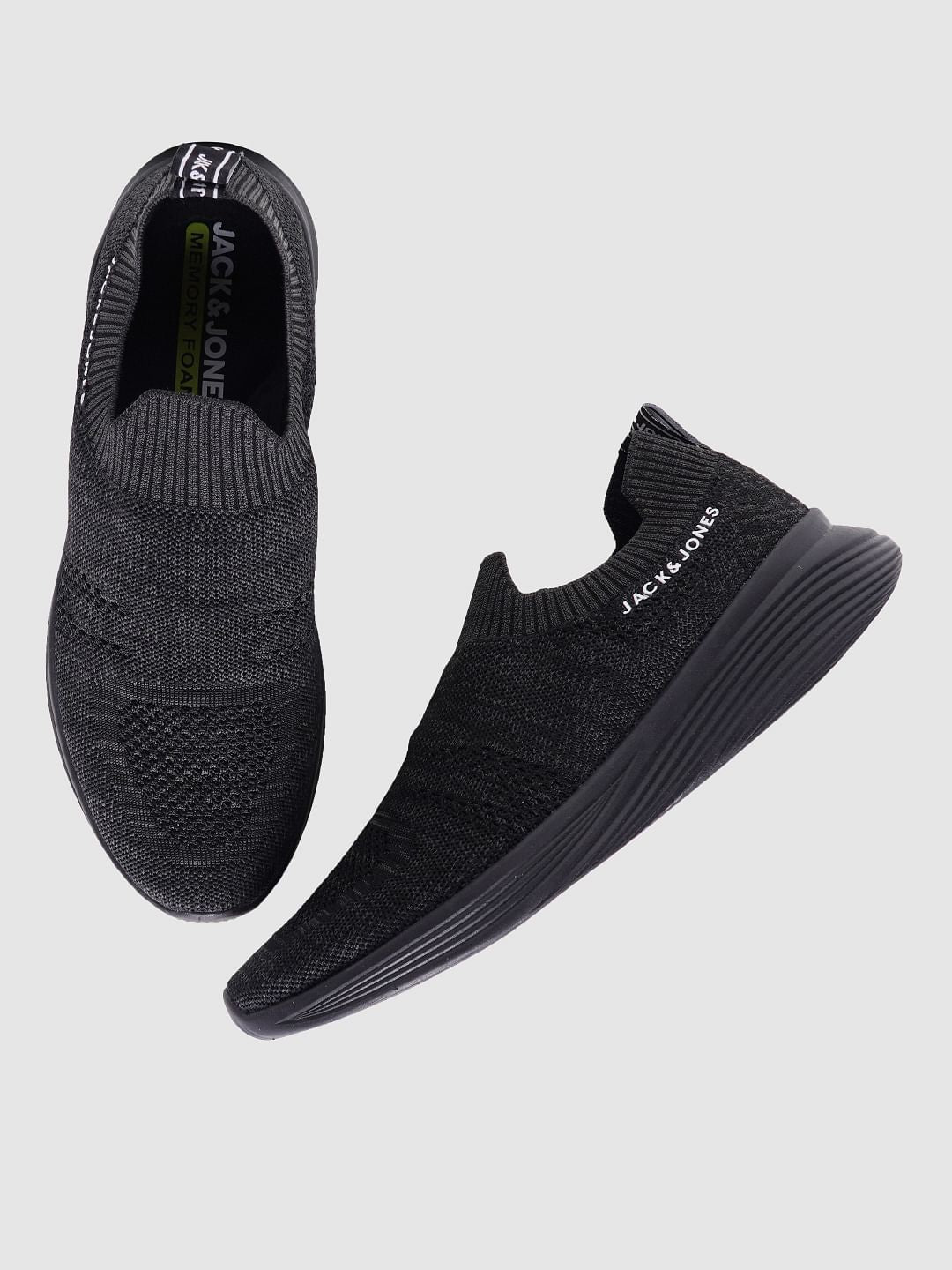 Black Self-Design Slip On Sneakers