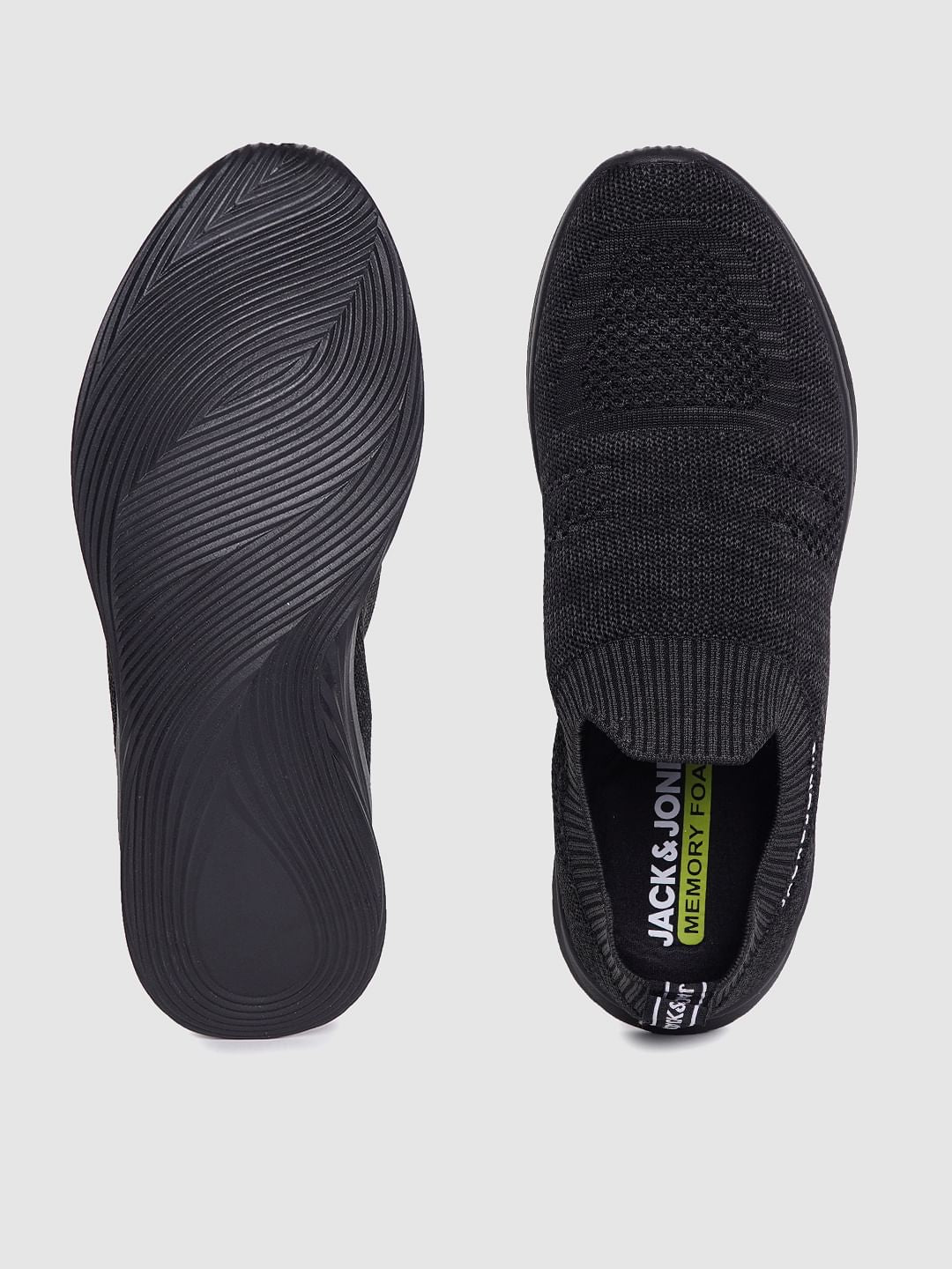 Black Self-Design Slip On Sneakers
