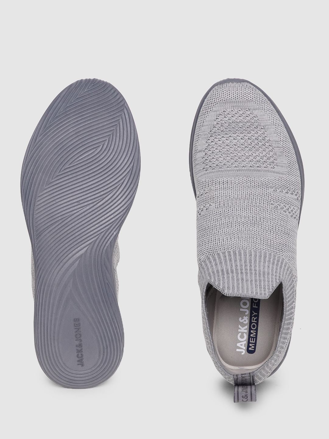 Grey Self-Design Slip On Sneakers