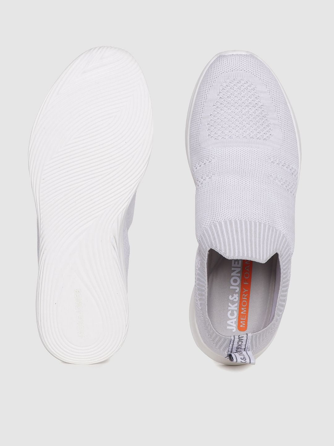 White Self-Design Slip On Sneakers