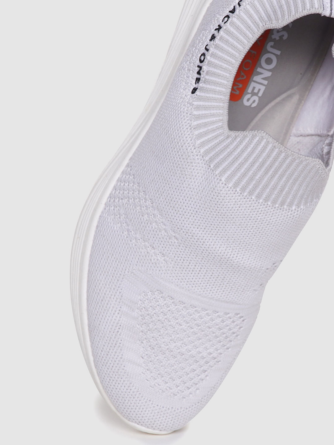 White Self-Design Slip On Sneakers