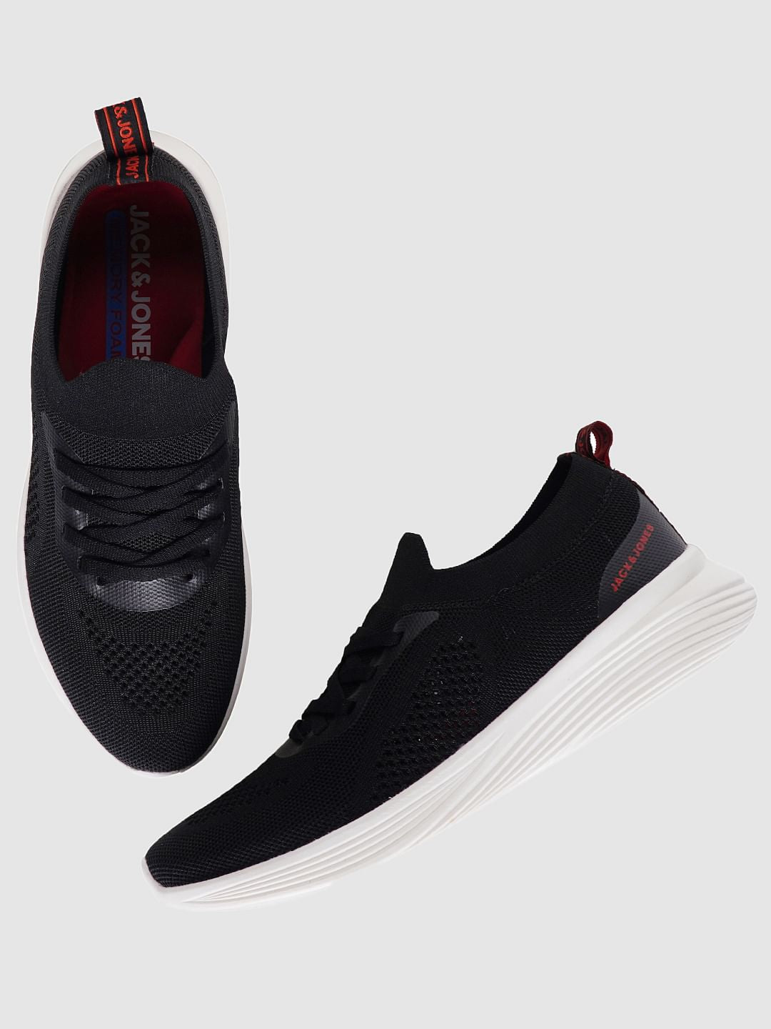 Black Knit Lace Up Sneakers