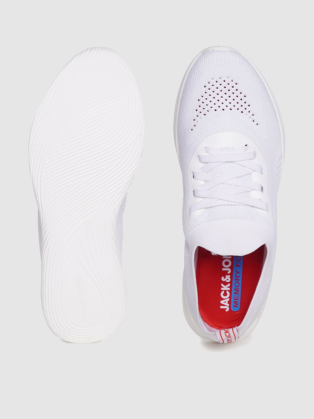 White Knit Lace Up Sneakers