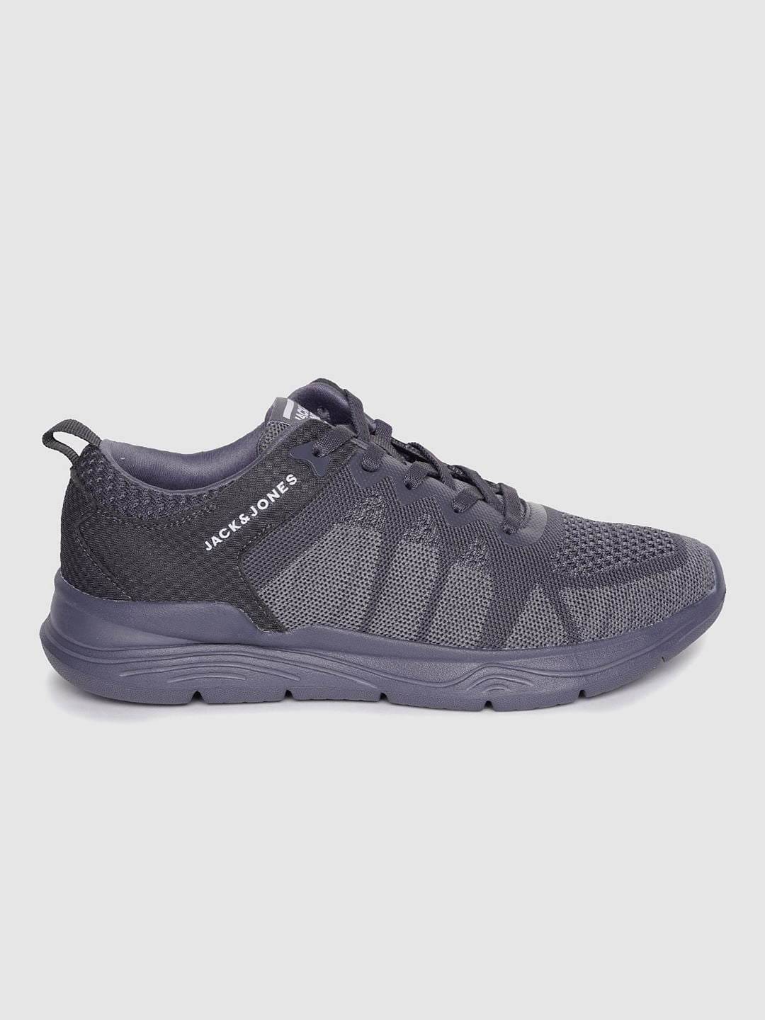 Grey Self-Design Lace Up Sneakers - 6