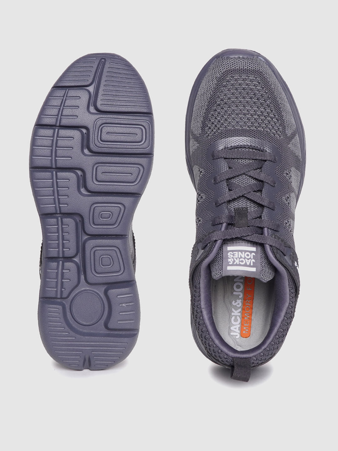 Grey Self-Design Lace Up Sneakers