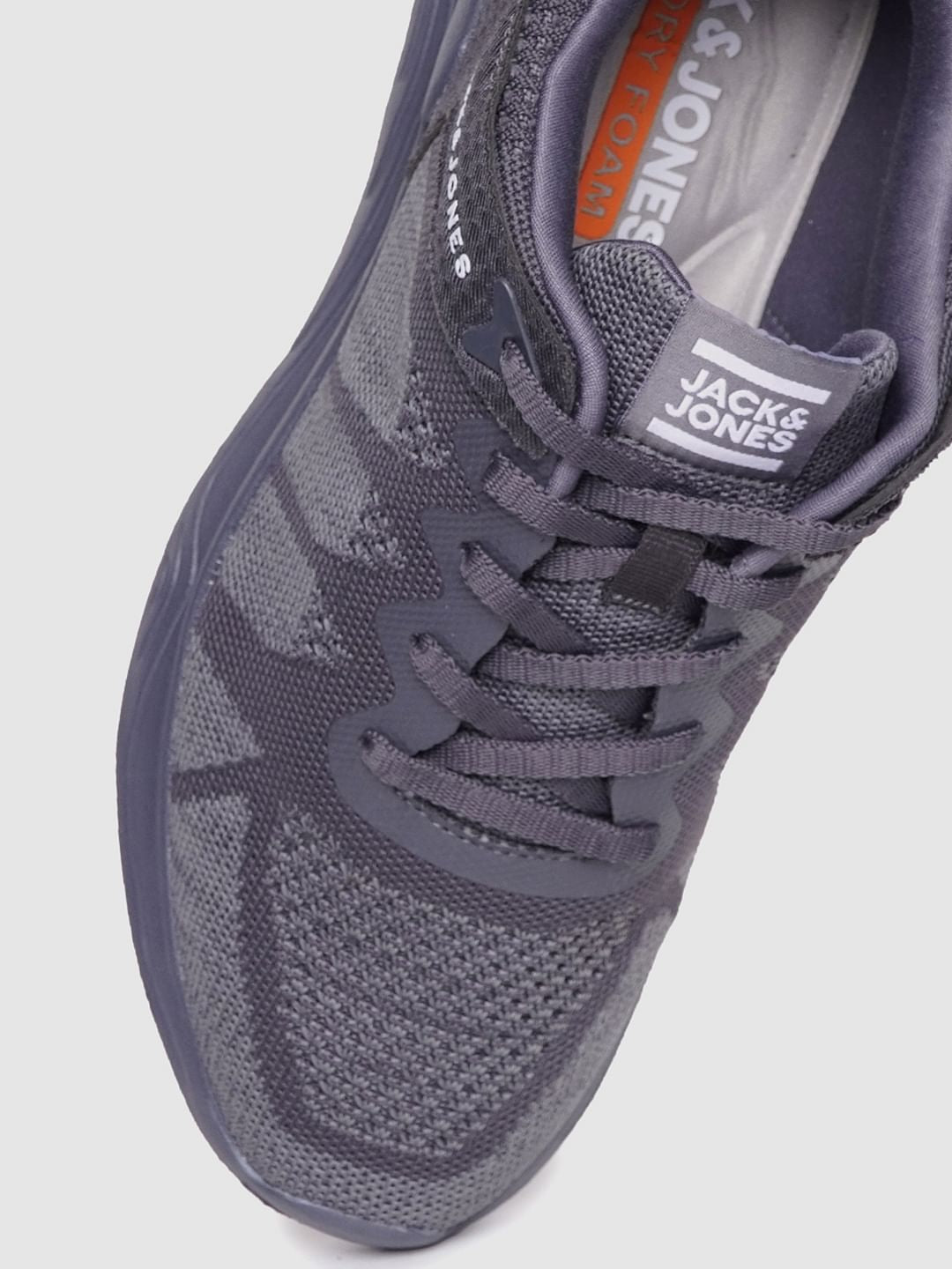 Grey Self-Design Lace Up Sneakers