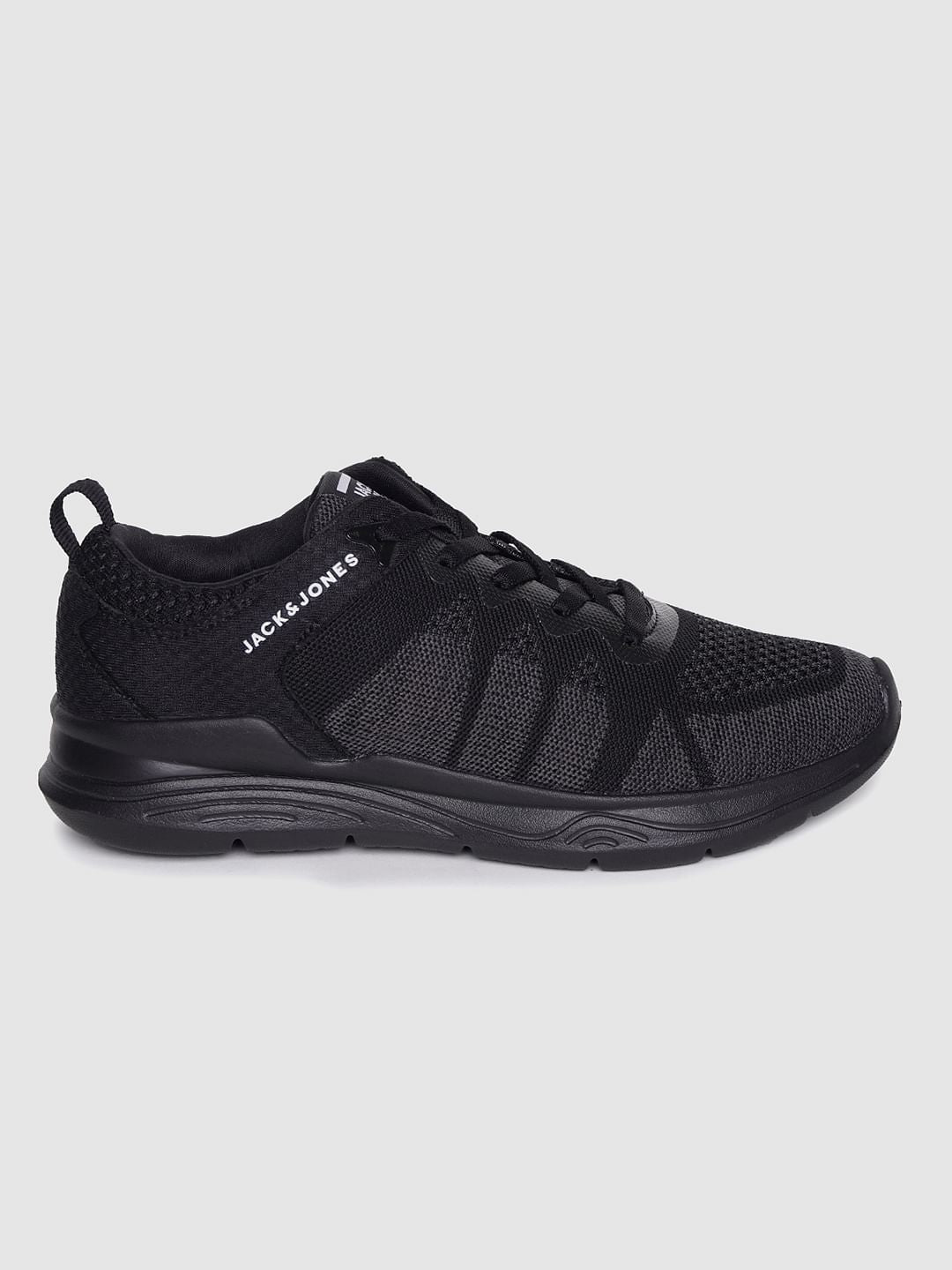 Black Self-Design Lace Up Sneakers - 6