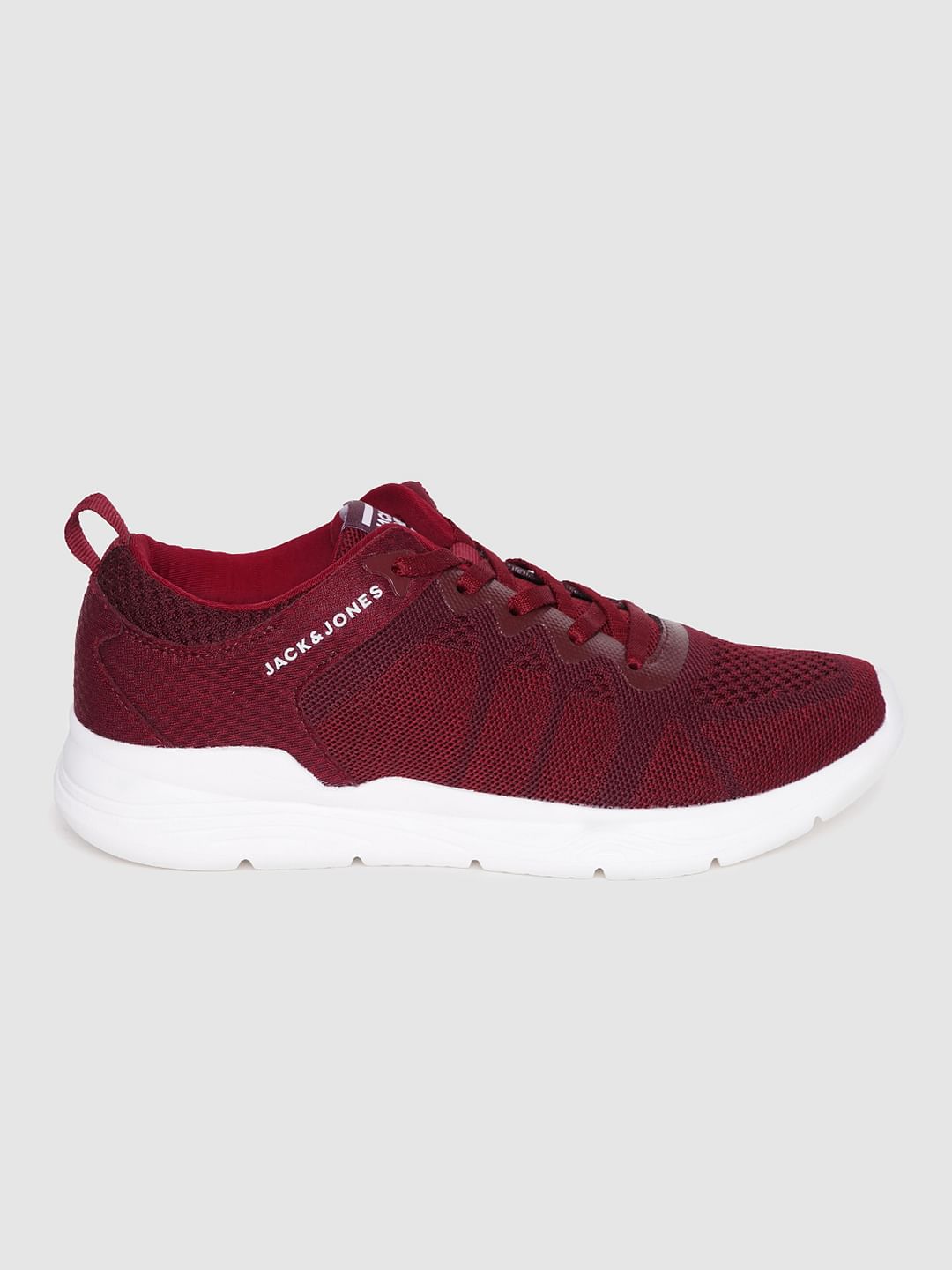 Red Self-Design Lace Up Sneakers - 6
