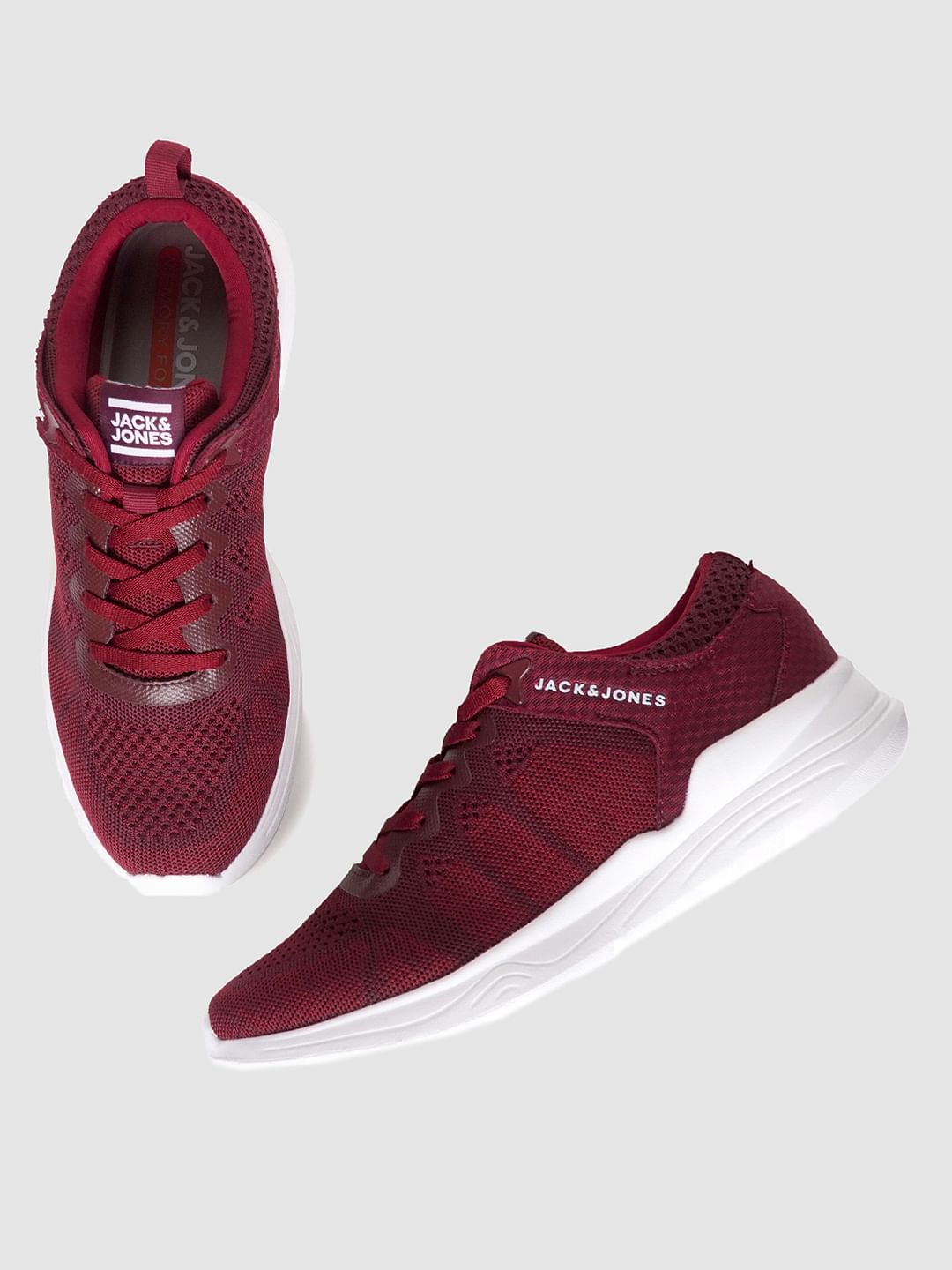 Red Self-Design Lace Up Sneakers