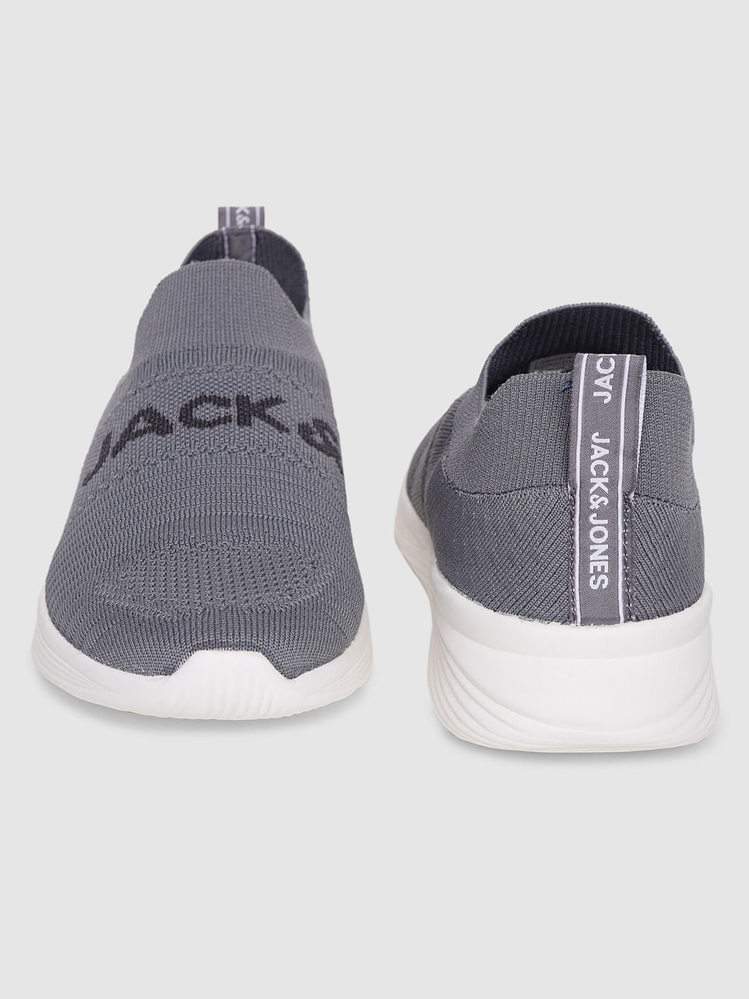 Grey Logo Print Slip On Sneakers