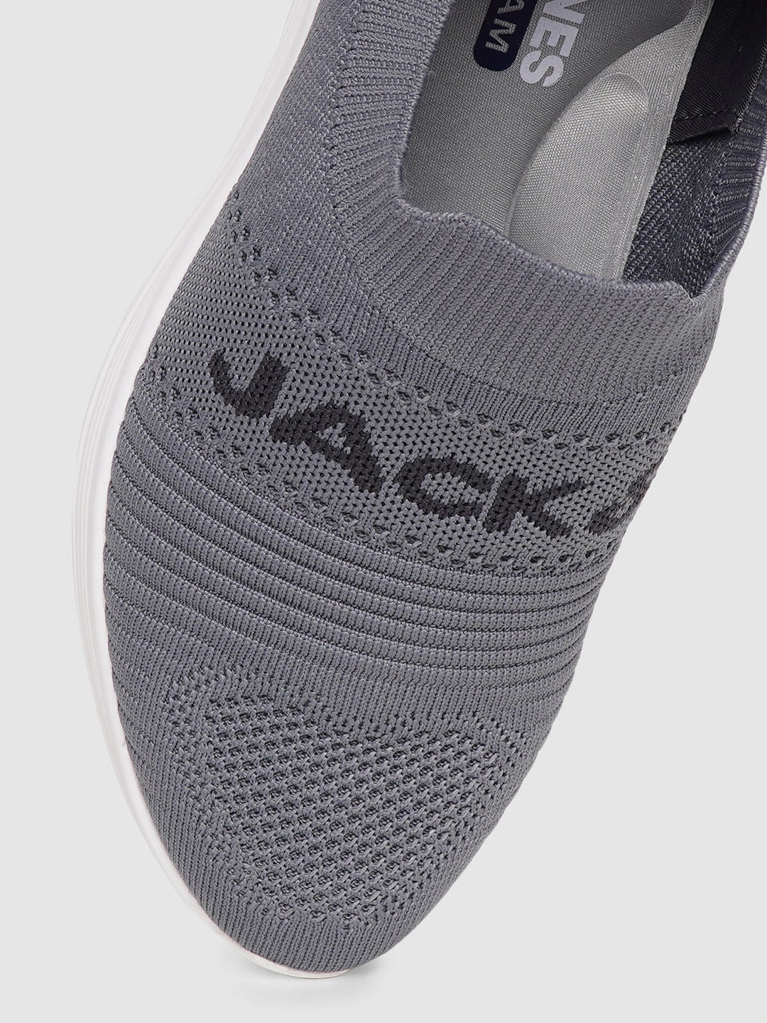 Grey Logo Print Slip On Sneakers