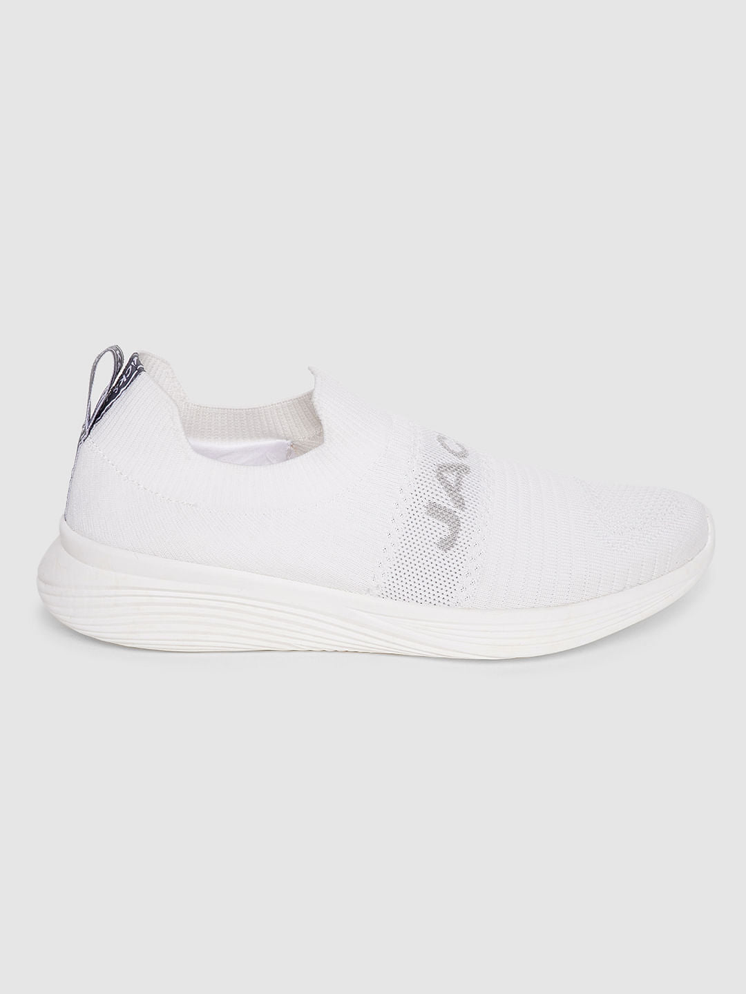 White Logo Print Slip On Sneakers - 6