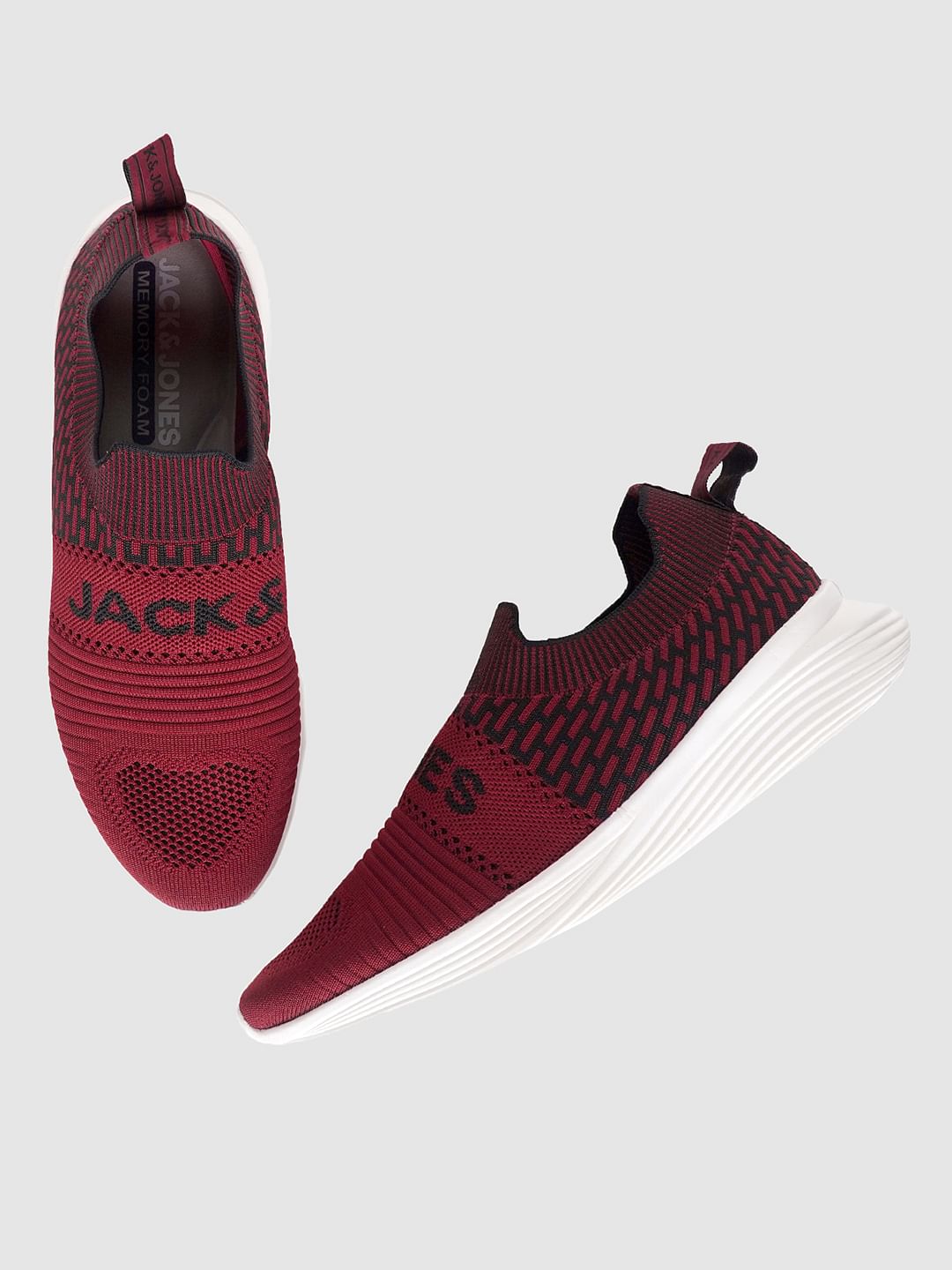 Red Logo Print Slip On Sneakers