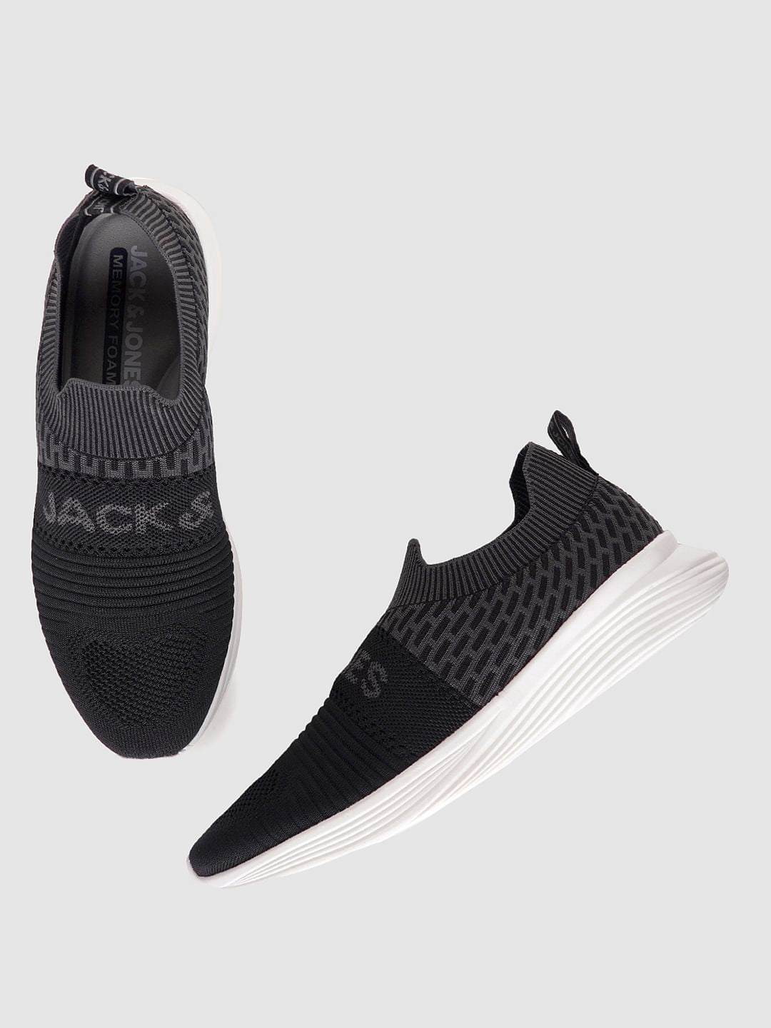 Grey Logo Print Slip On Sneakers
