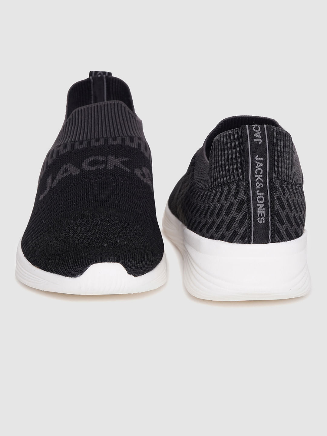 Grey Logo Print Slip On Sneakers