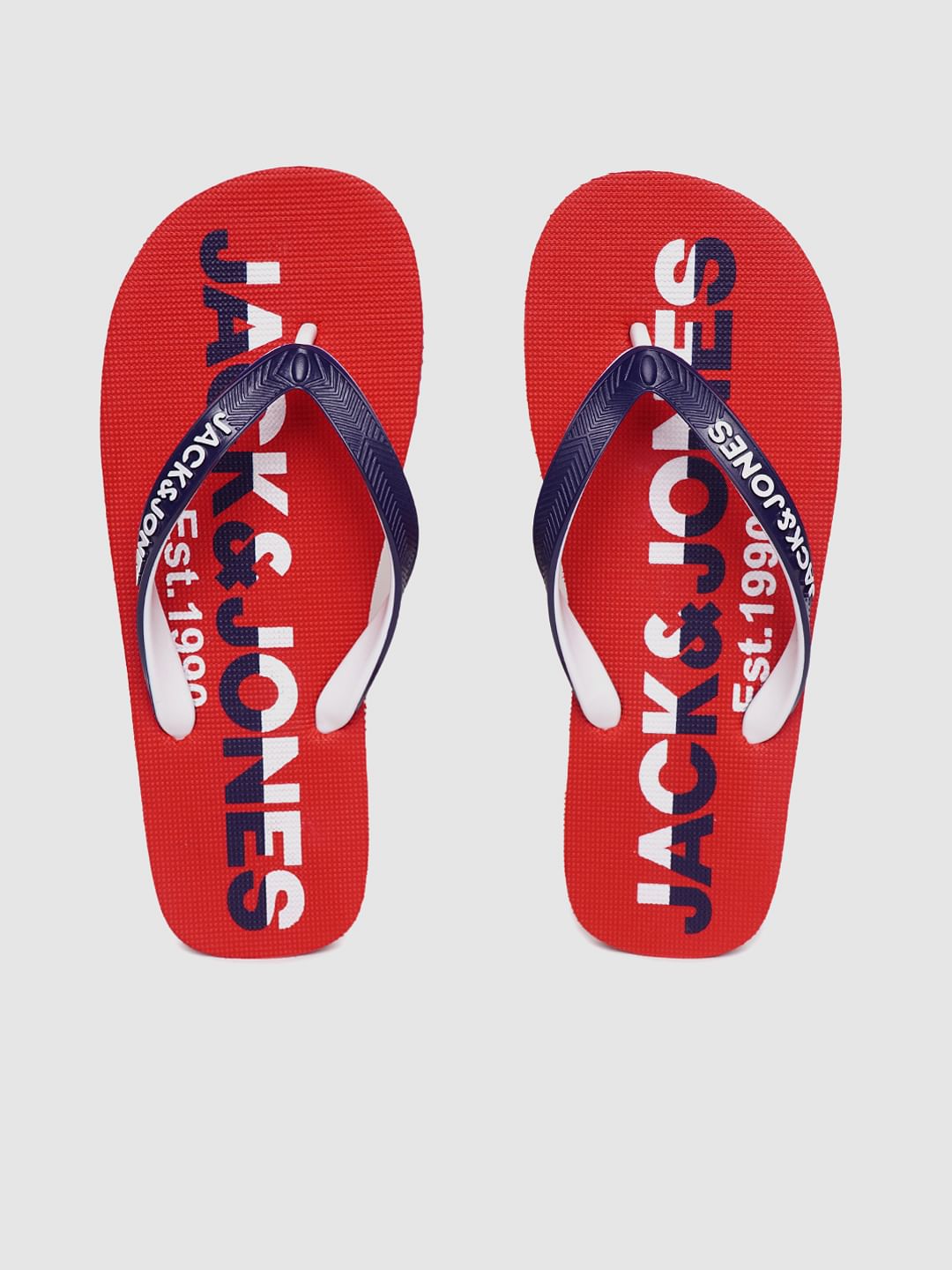 Red & Blue Logo Print Flip Flops