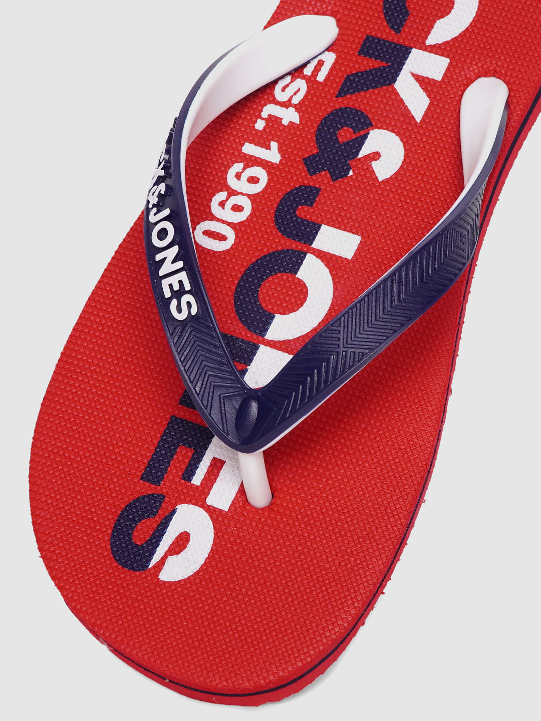 Red & Blue Logo Print Flip Flops