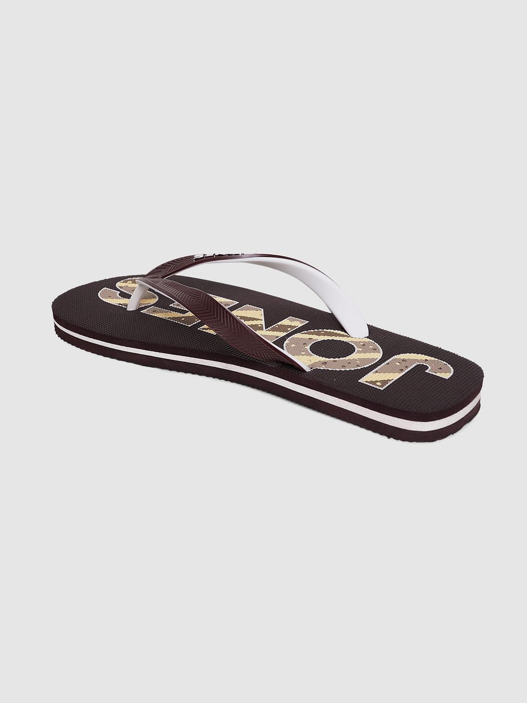 Brown Logo Print Flip Flops