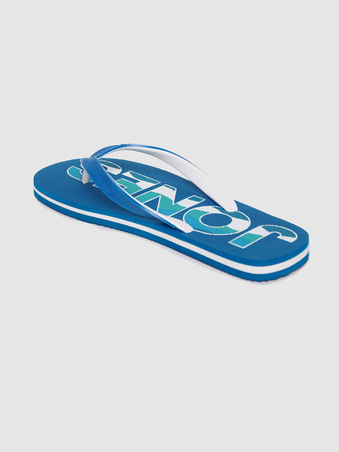 Blue Logo Print Flip Flops