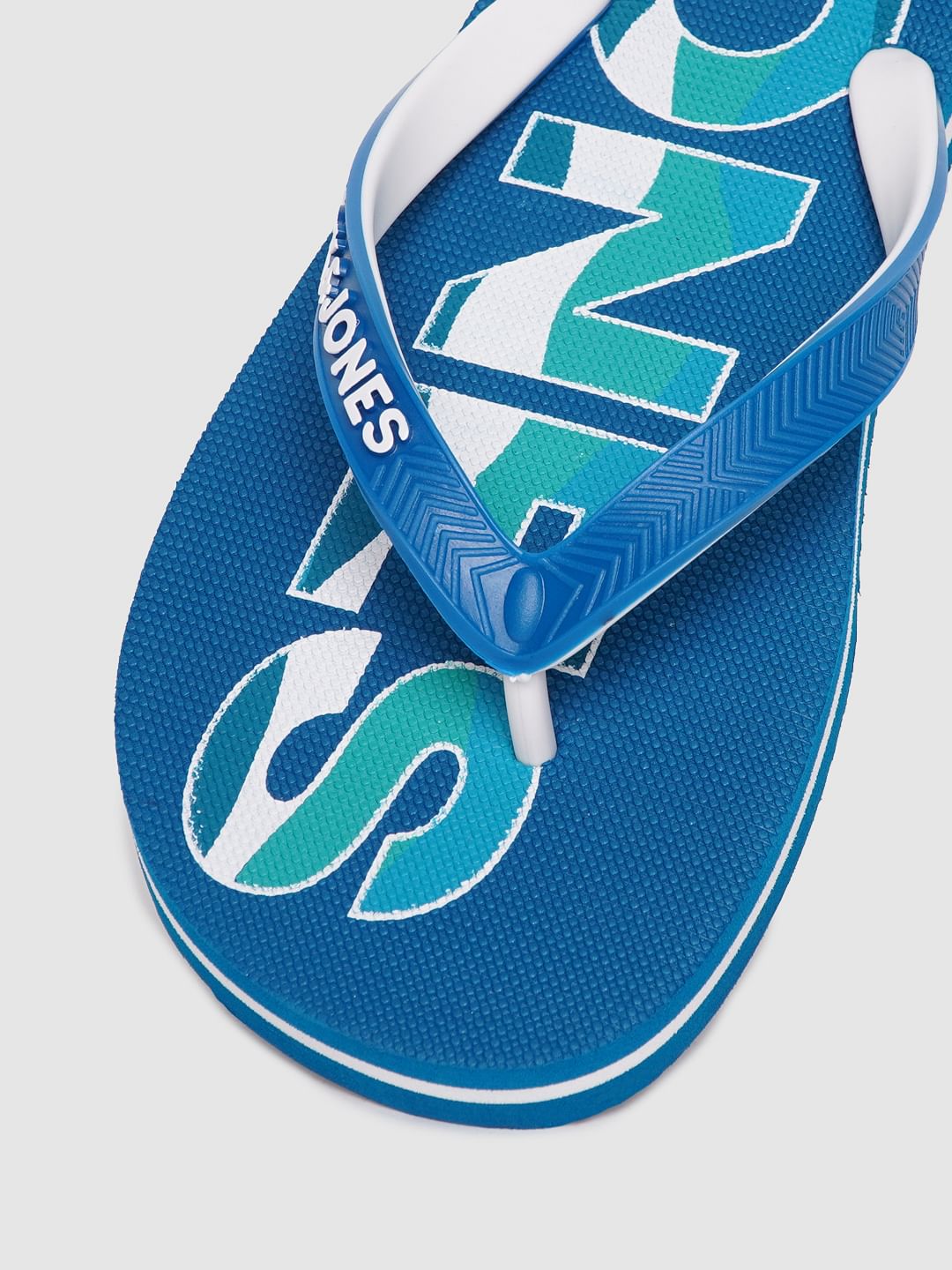 Blue Logo Print Flip Flops