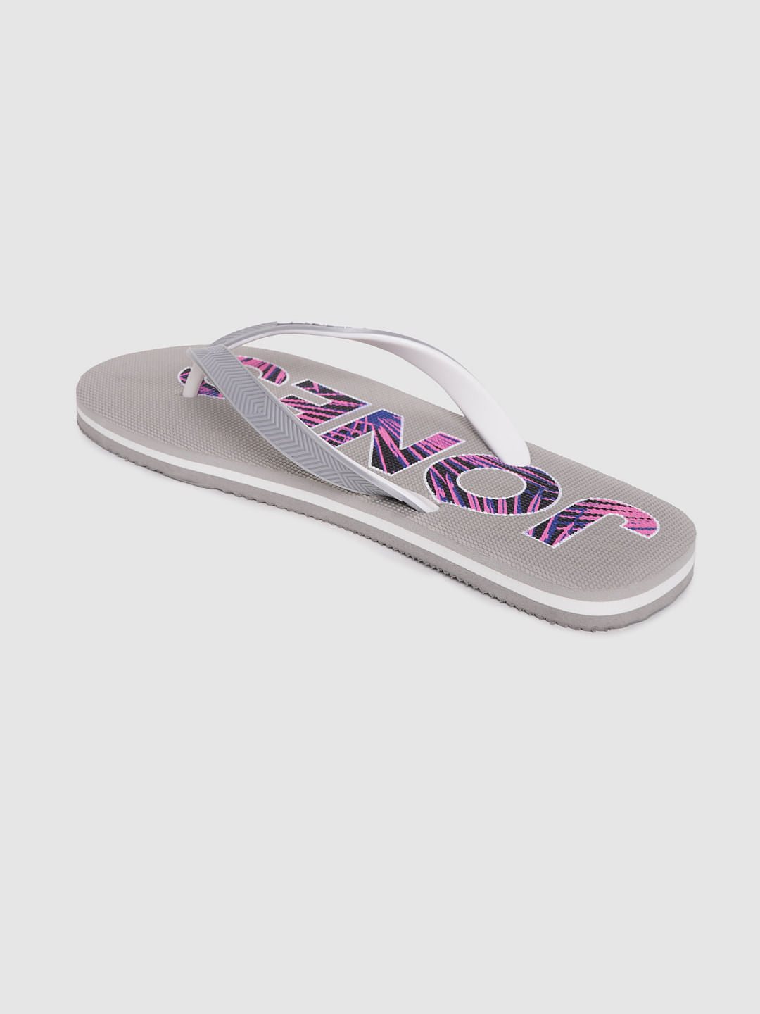 Grey Logo Print Flip Flops