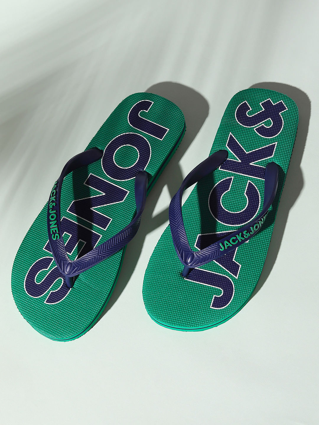 Green Logo Print Flip Flops - 6