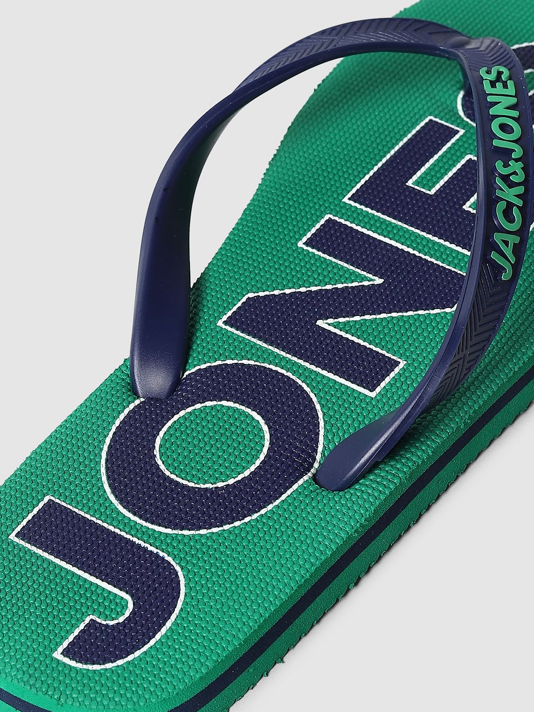 Green Logo Print Flip Flops