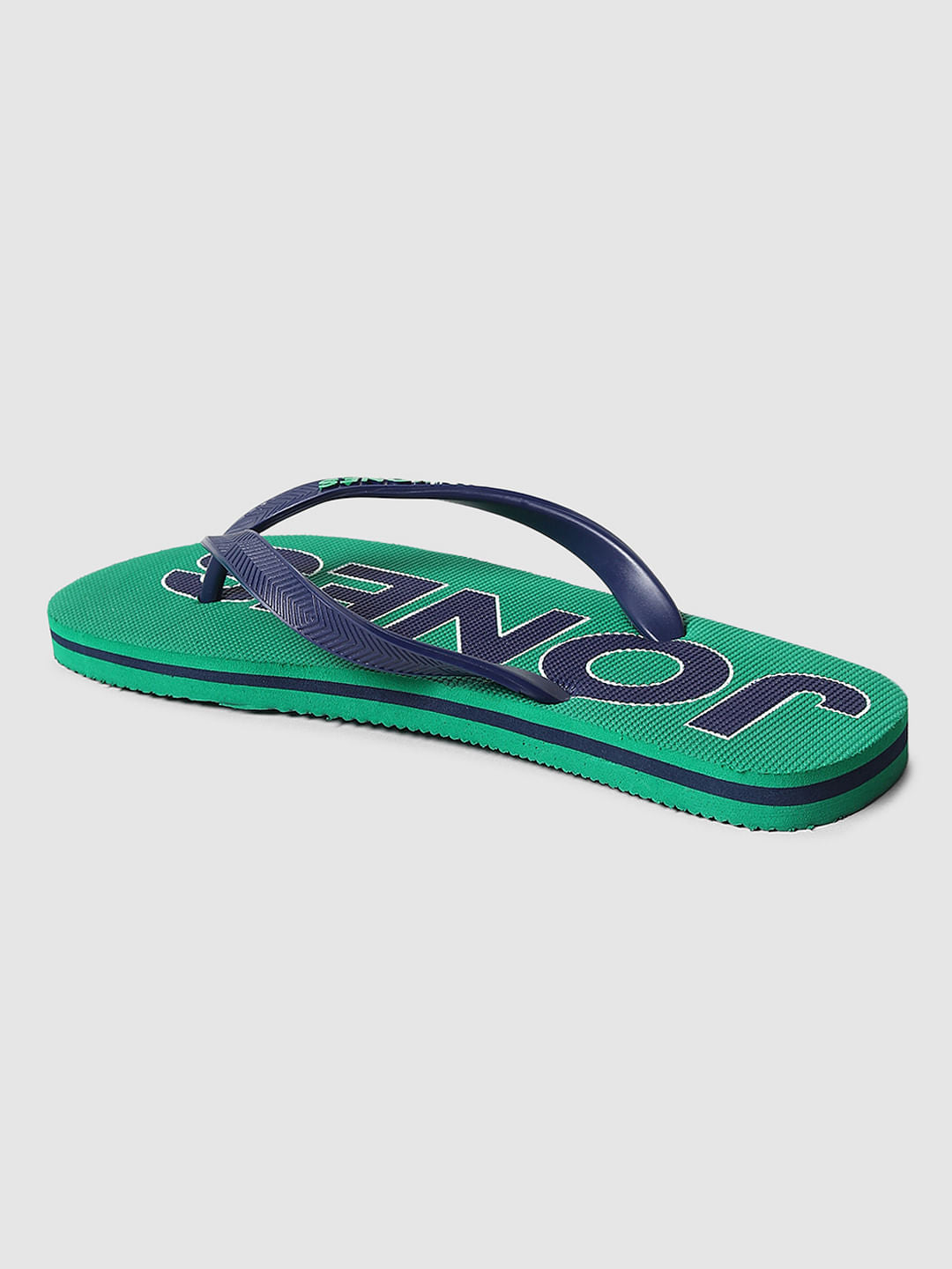 Green Logo Print Flip Flops