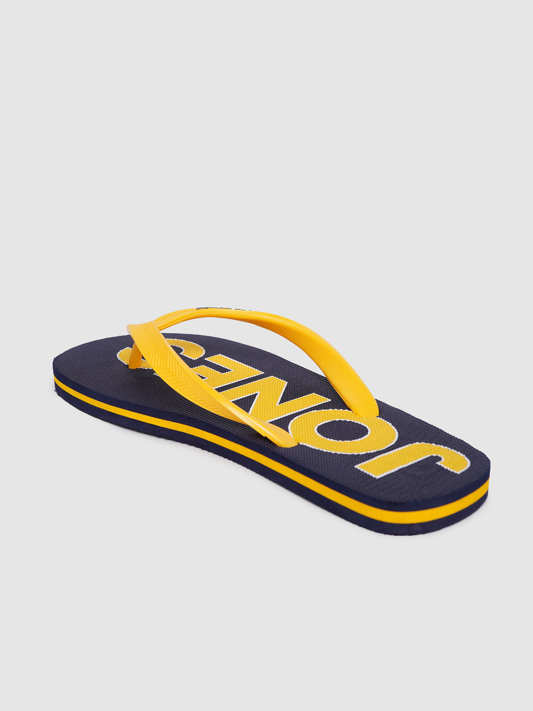 Blue & Yellow Logo Print Flip Flops