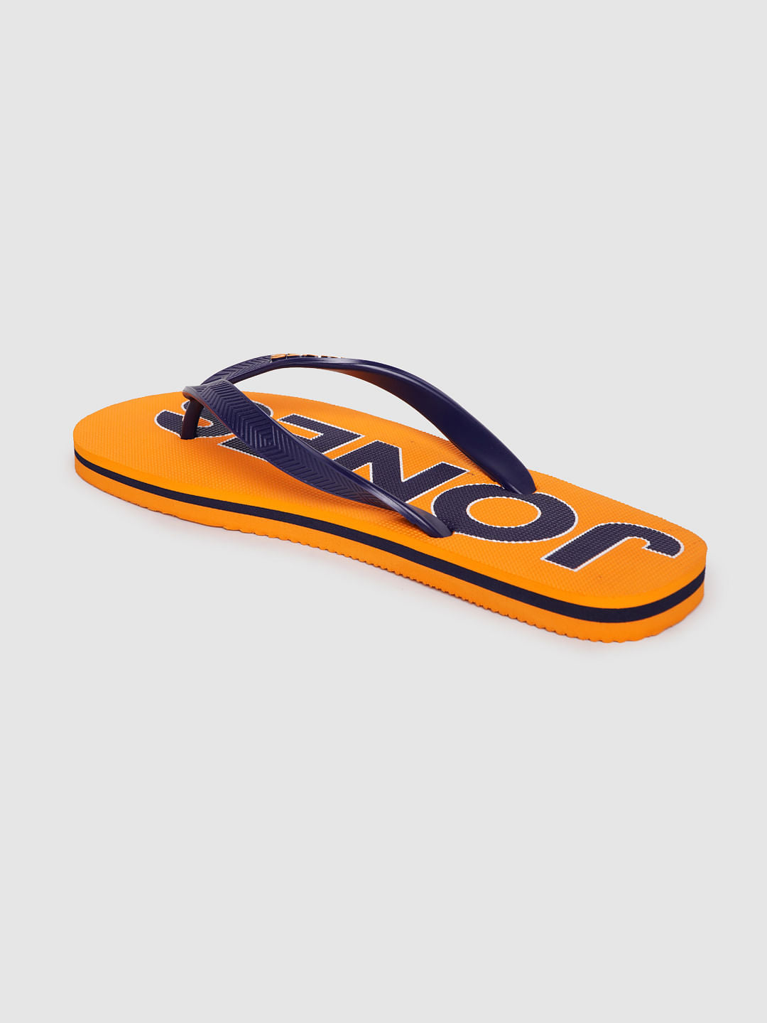 Orange & Blue Logo Print Flip Flops