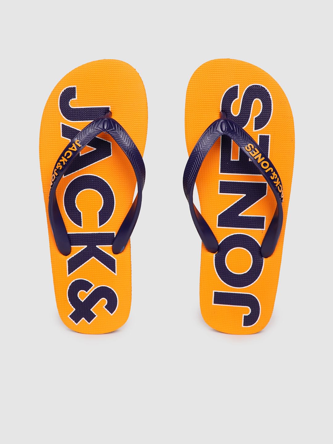 Orange & Blue Logo Print Flip Flops