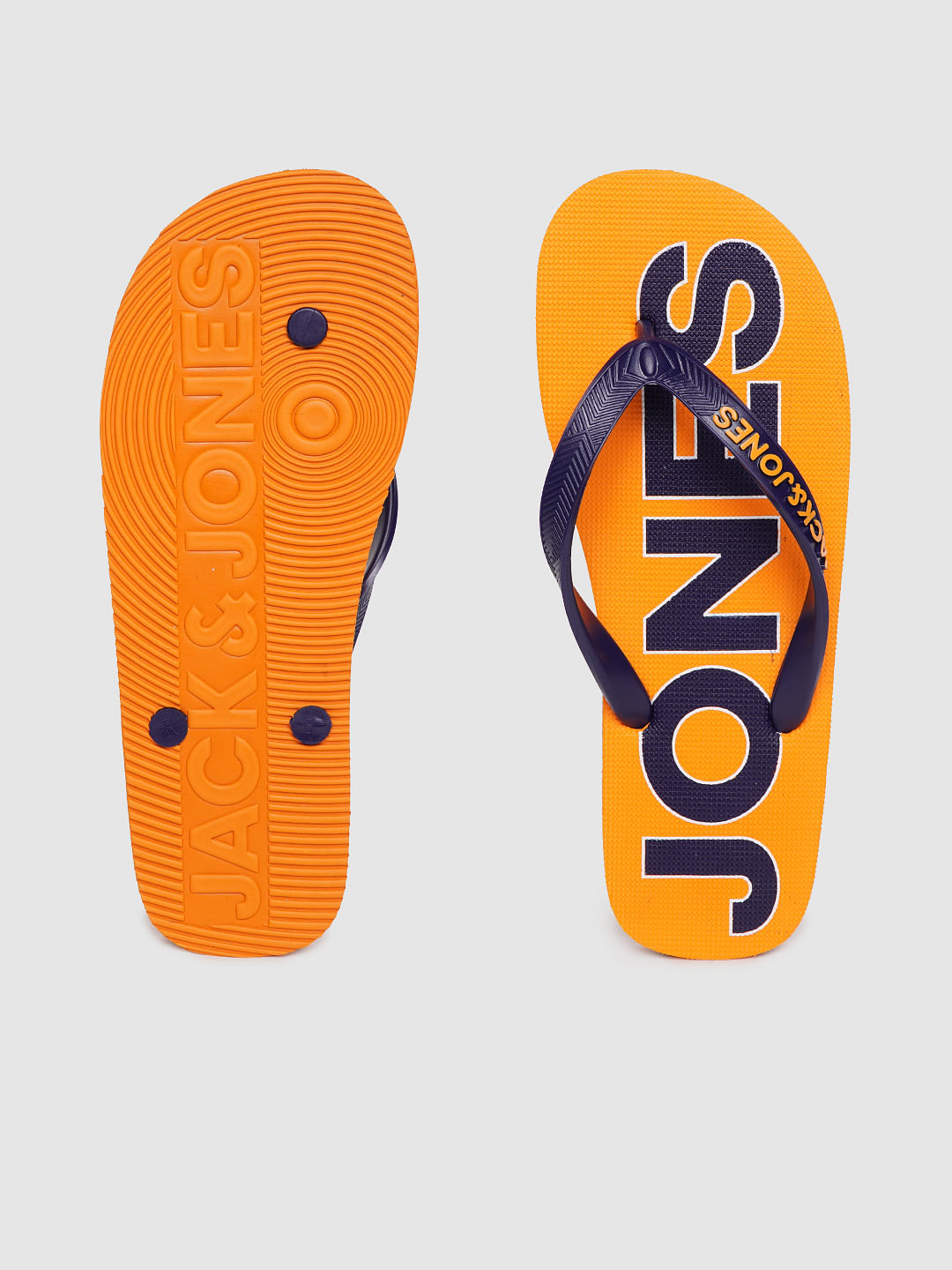 Orange & Blue Logo Print Flip Flops