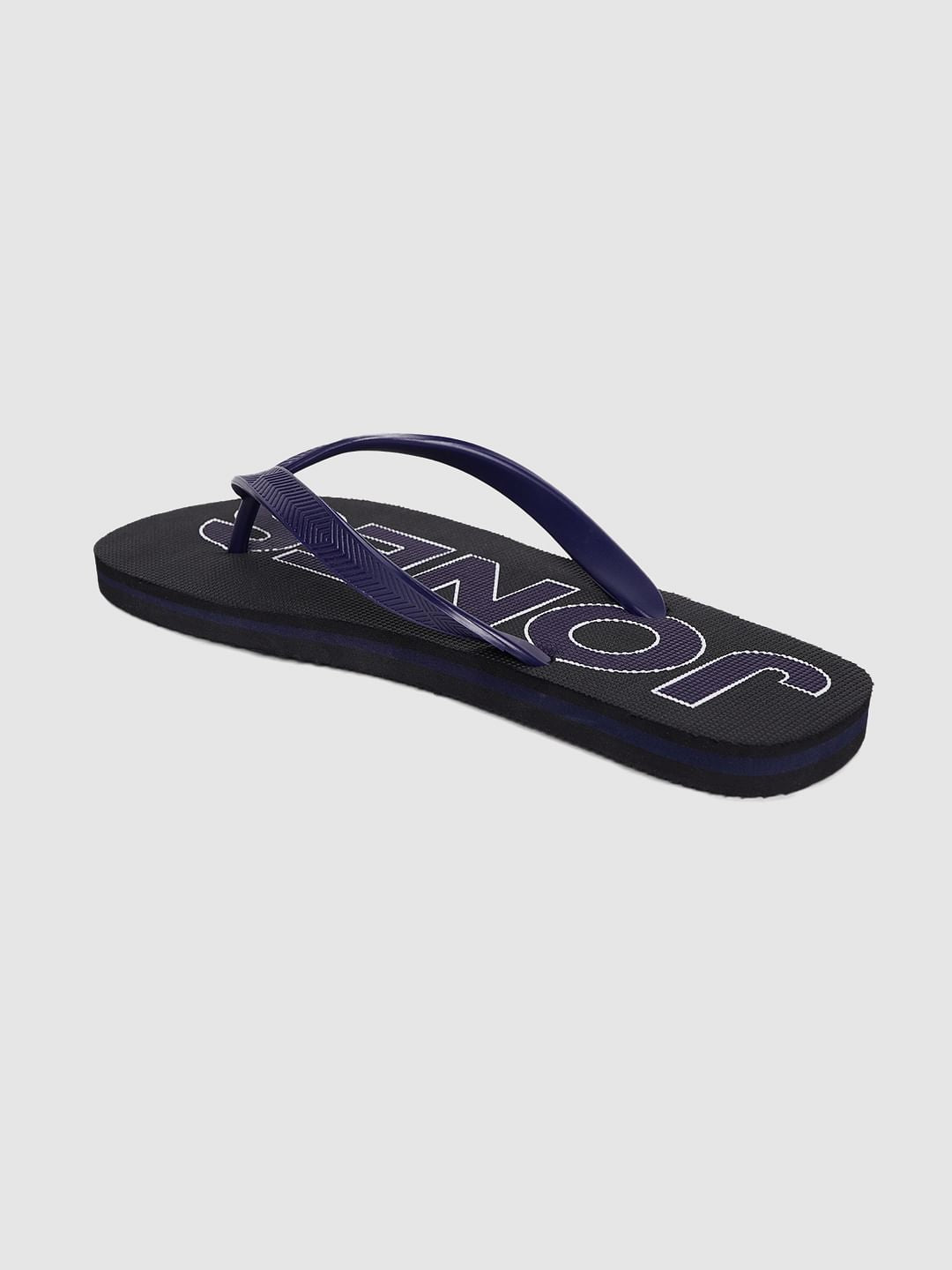 Black Logo Print Flip Flops