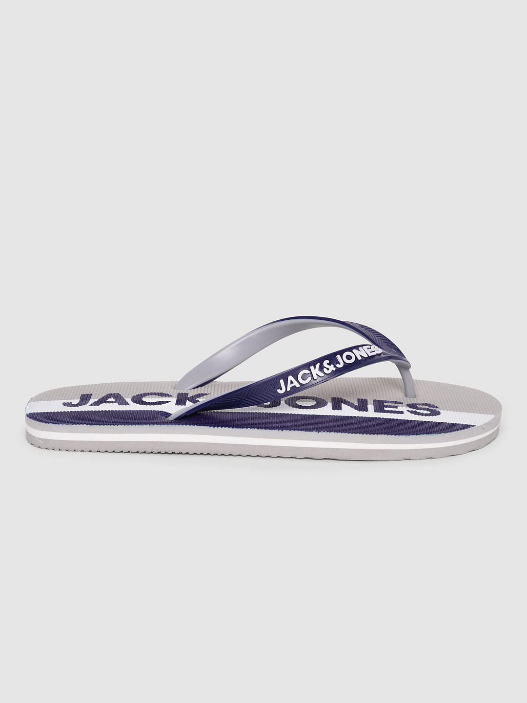 Blue Logo Print Flip Flops