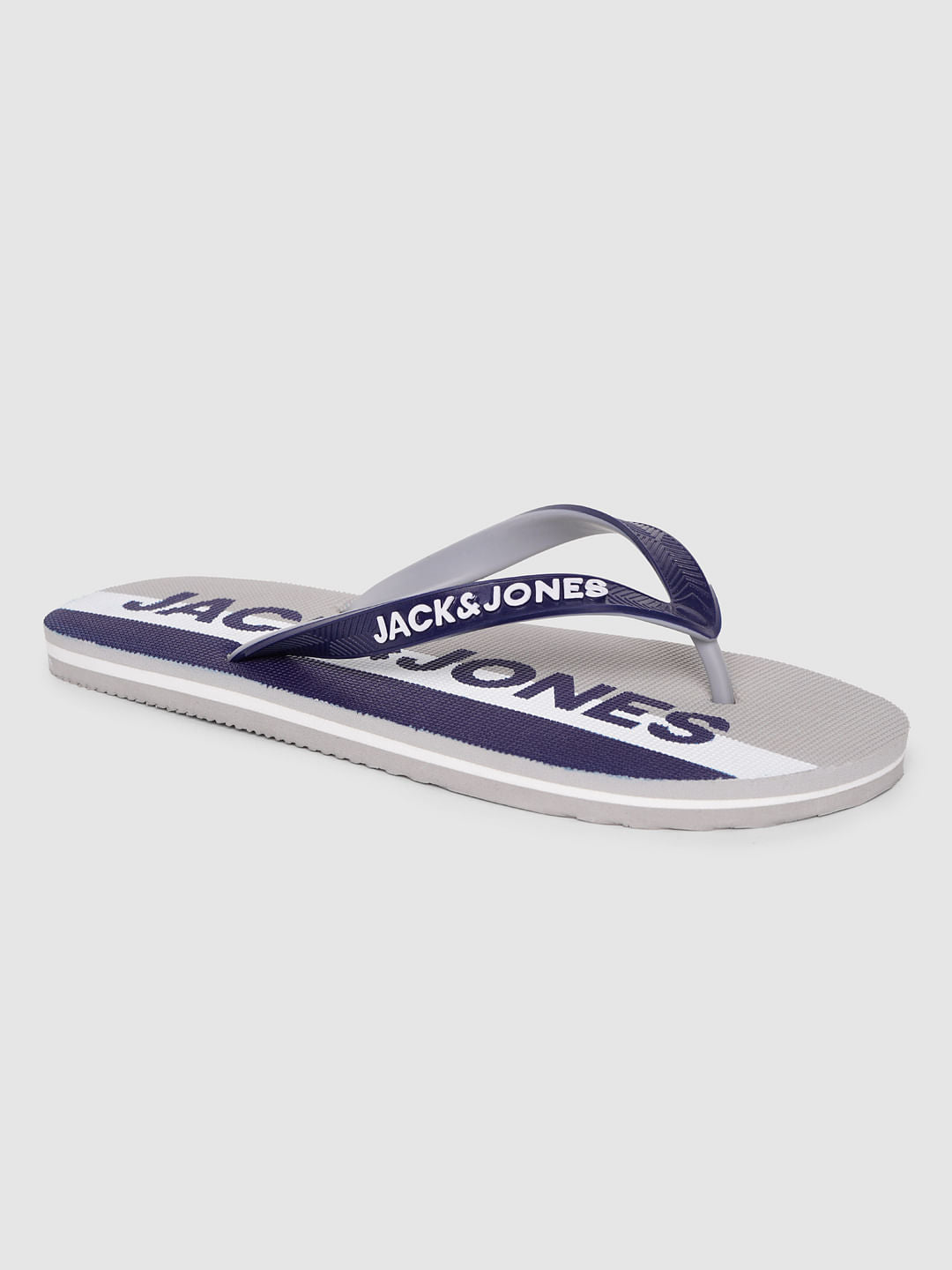 Blue Logo Print Flip Flops