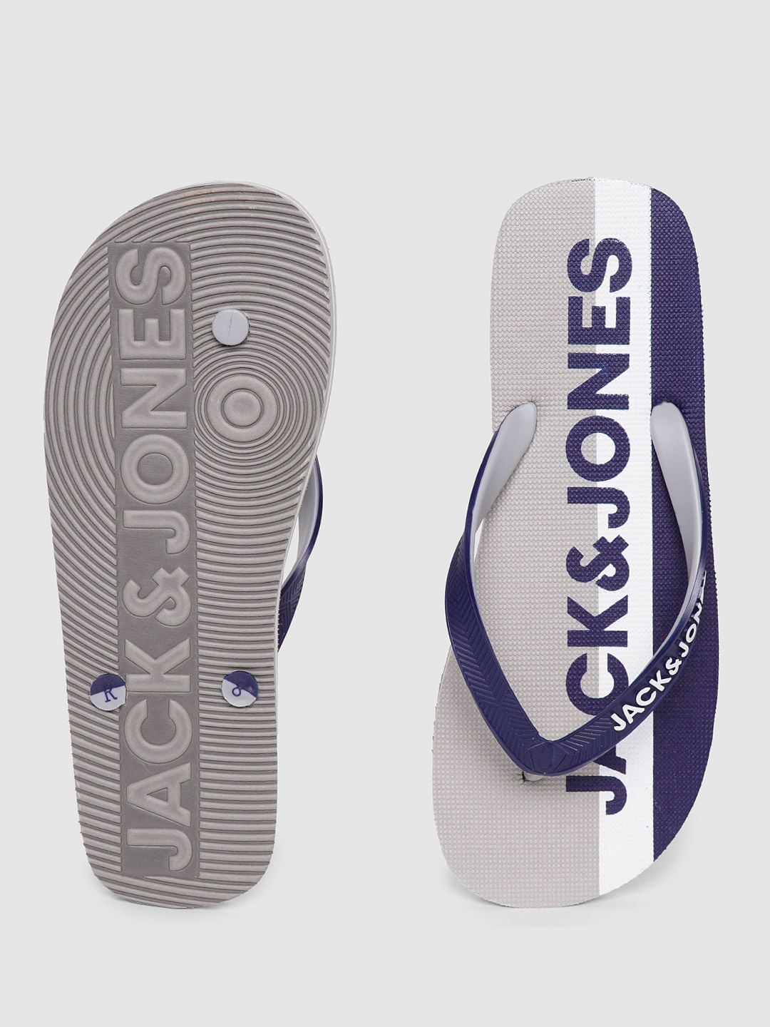 Blue Logo Print Flip Flops