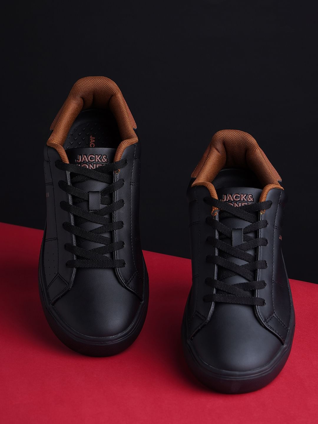 Black PU Casual Sneakers